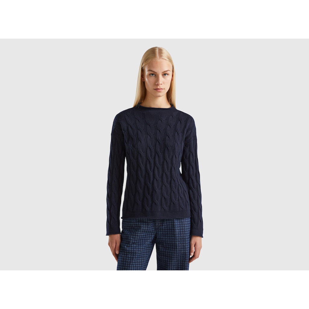 United Colors of Benetton Strickpullover, mit Zopfstrick-Muster