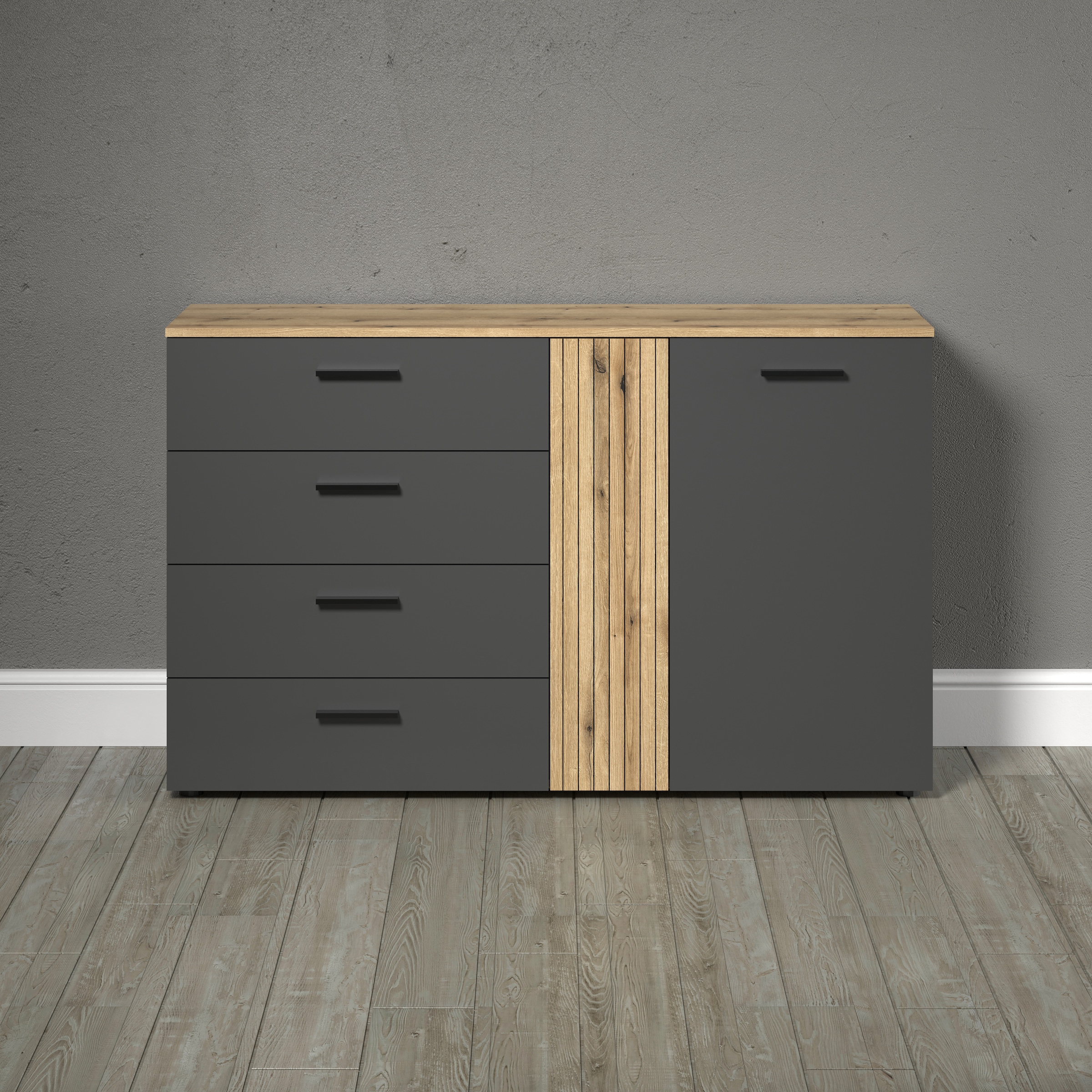 INOSIGN Kommode »Estepona« 1 Stk. tlg. Sideboard mit voll ausziehbaren Schubladen - (B/T/H) 139/38/86 cm