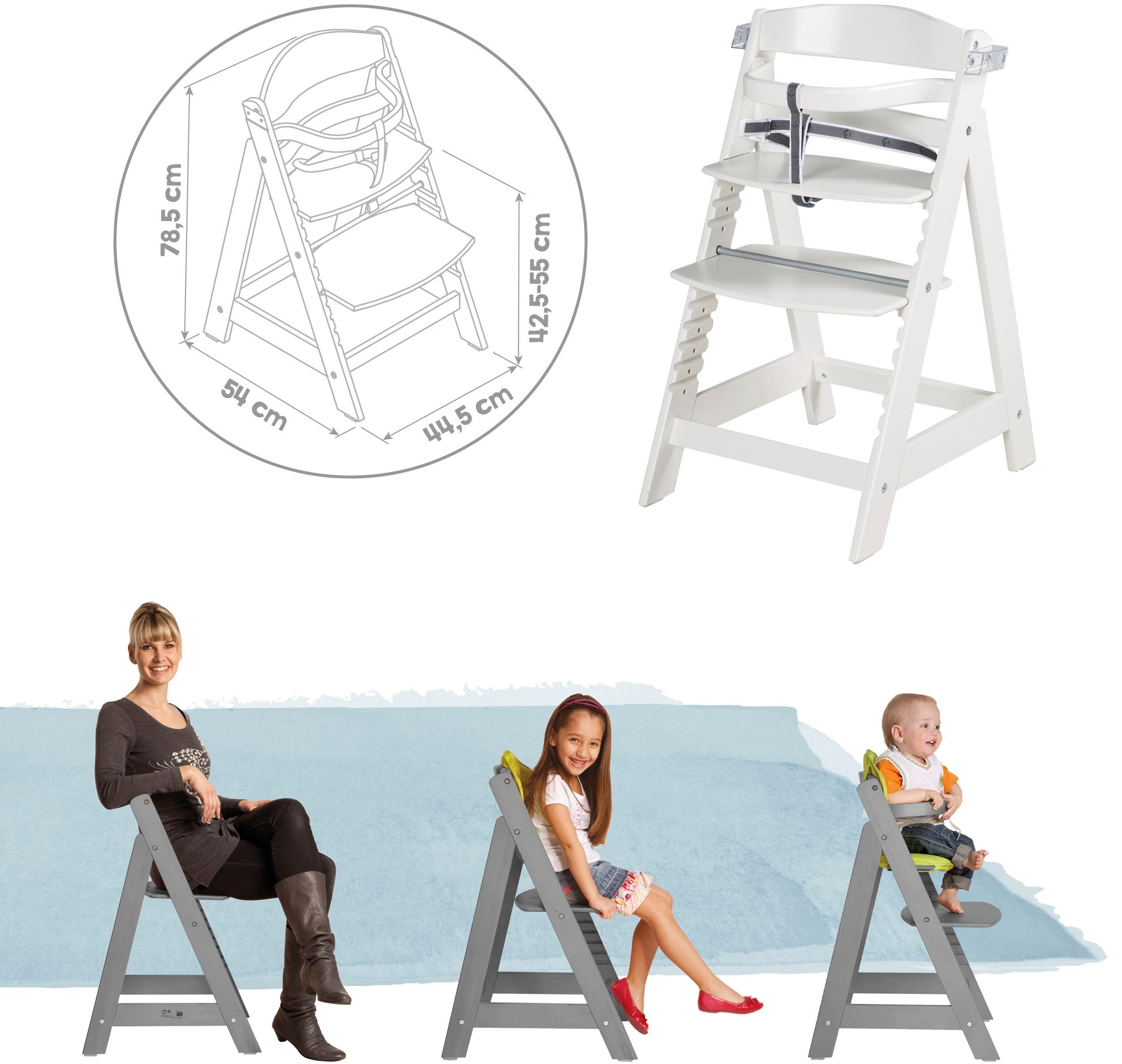roba® Hochstuhl »Treppenhochstuhl Sit Up Click & Fun, weiss«, aus Holz