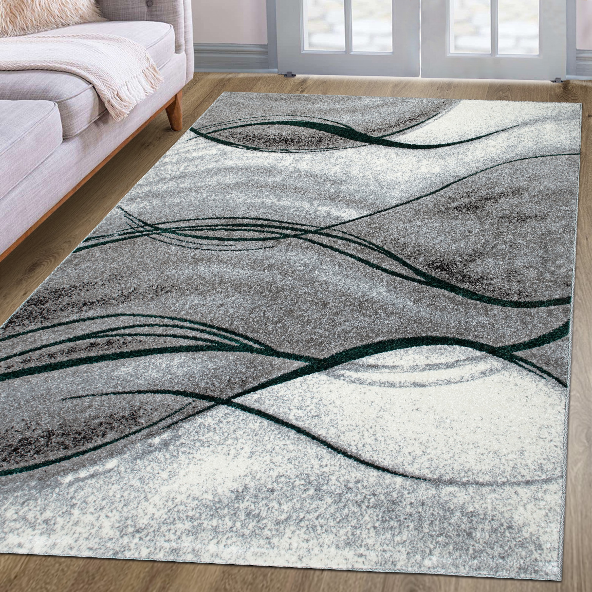 my home Teppich »Tritom«, rechteckig, 9 mm Höhe, mit besonders weichem Flor, Kurzflor, modernes Wellen Muster