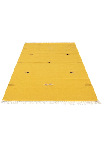 Wollteppich »Kelim Teppich handgewebt gelb«, rechteckig