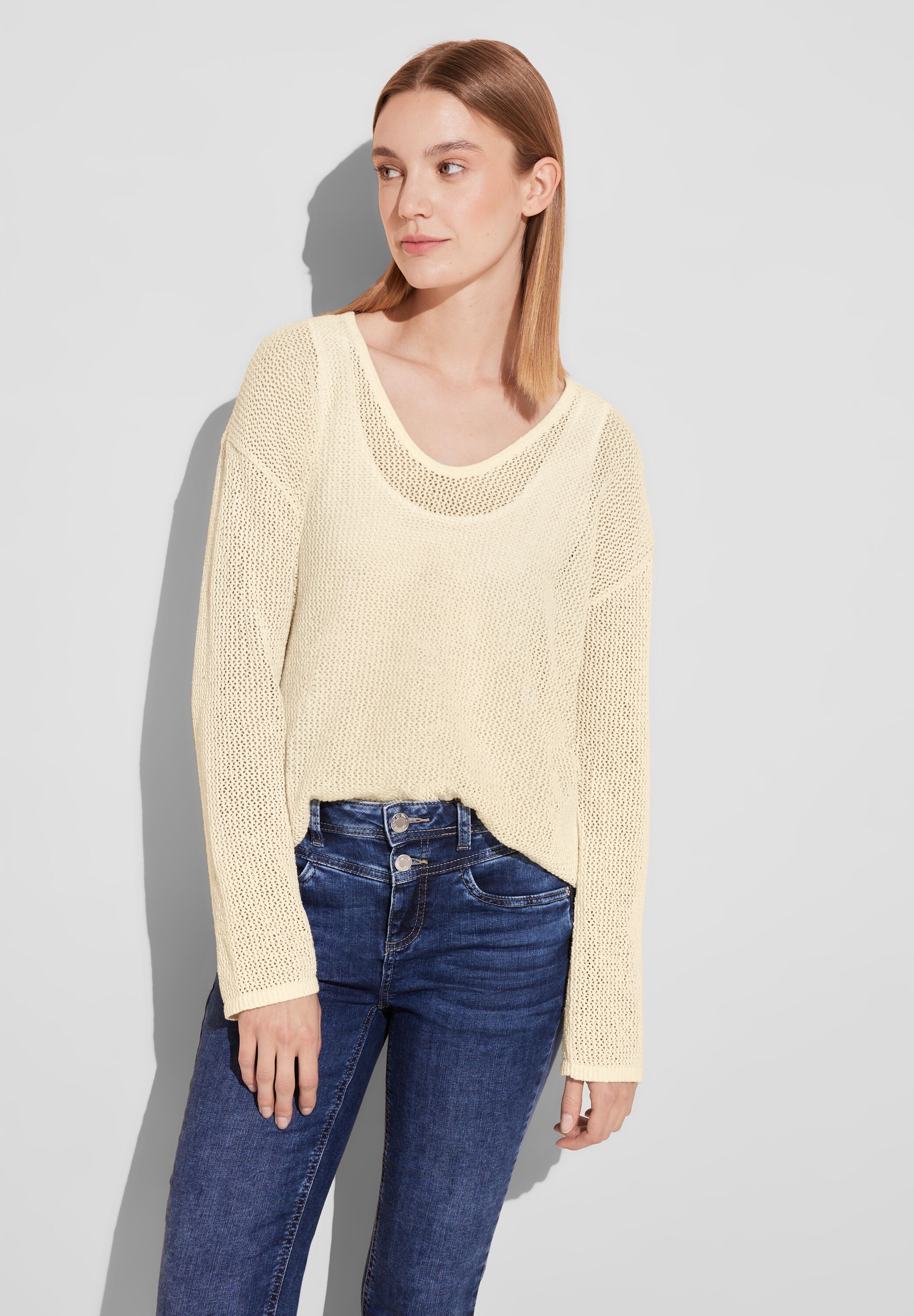 Strickpullover, mit transparentem Muster