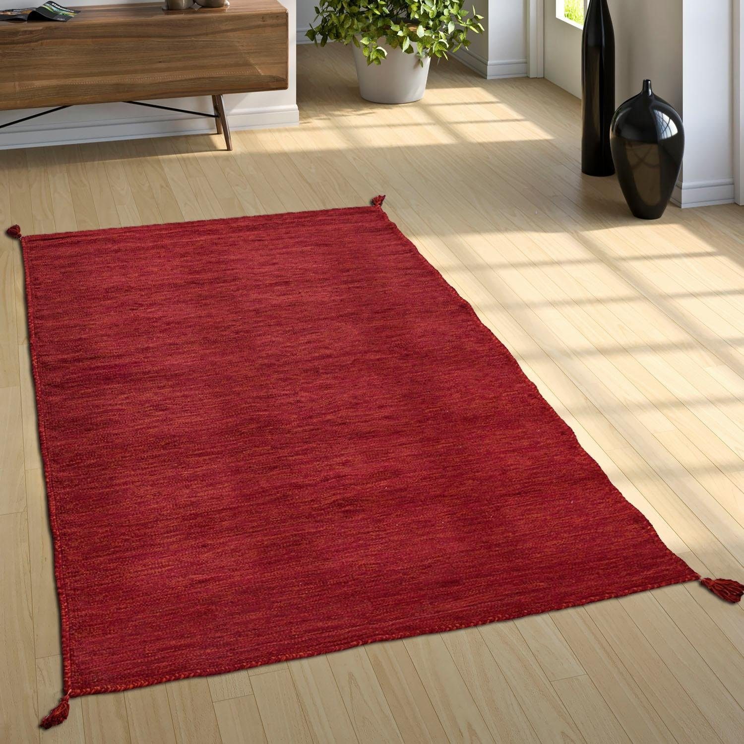 Paco Home Teppich »Kilim handgewebt, Jelmoli-Versand reine Baumwolle, online Farben Uni 210«, kaufen Handgwebt, rechteckig, Flachgewebe, 