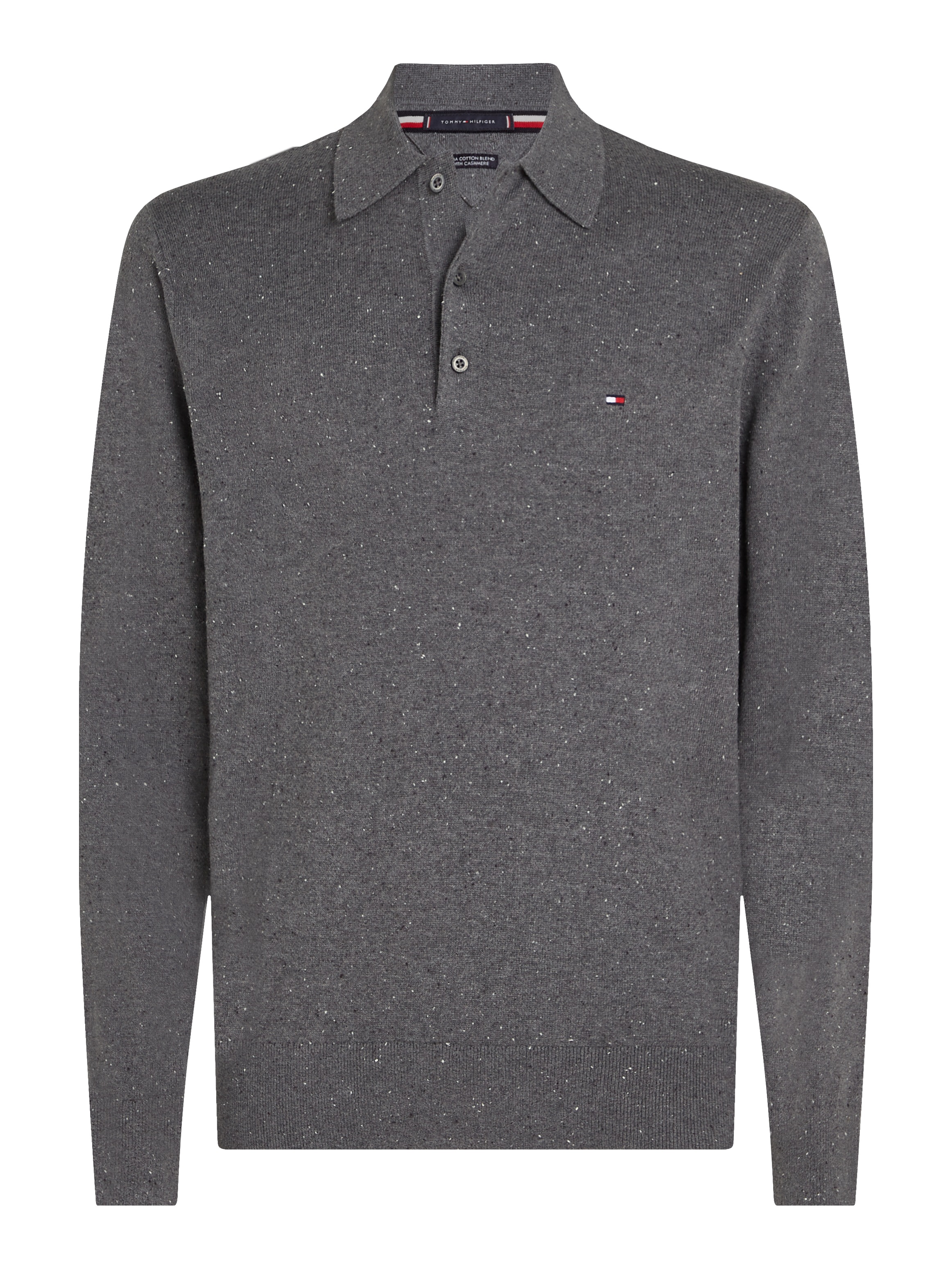 Tommy Hilfiger Polokragenpullover "PIMA ORG CTN CASHMERE LS" Flag-Stickerei auf Brust