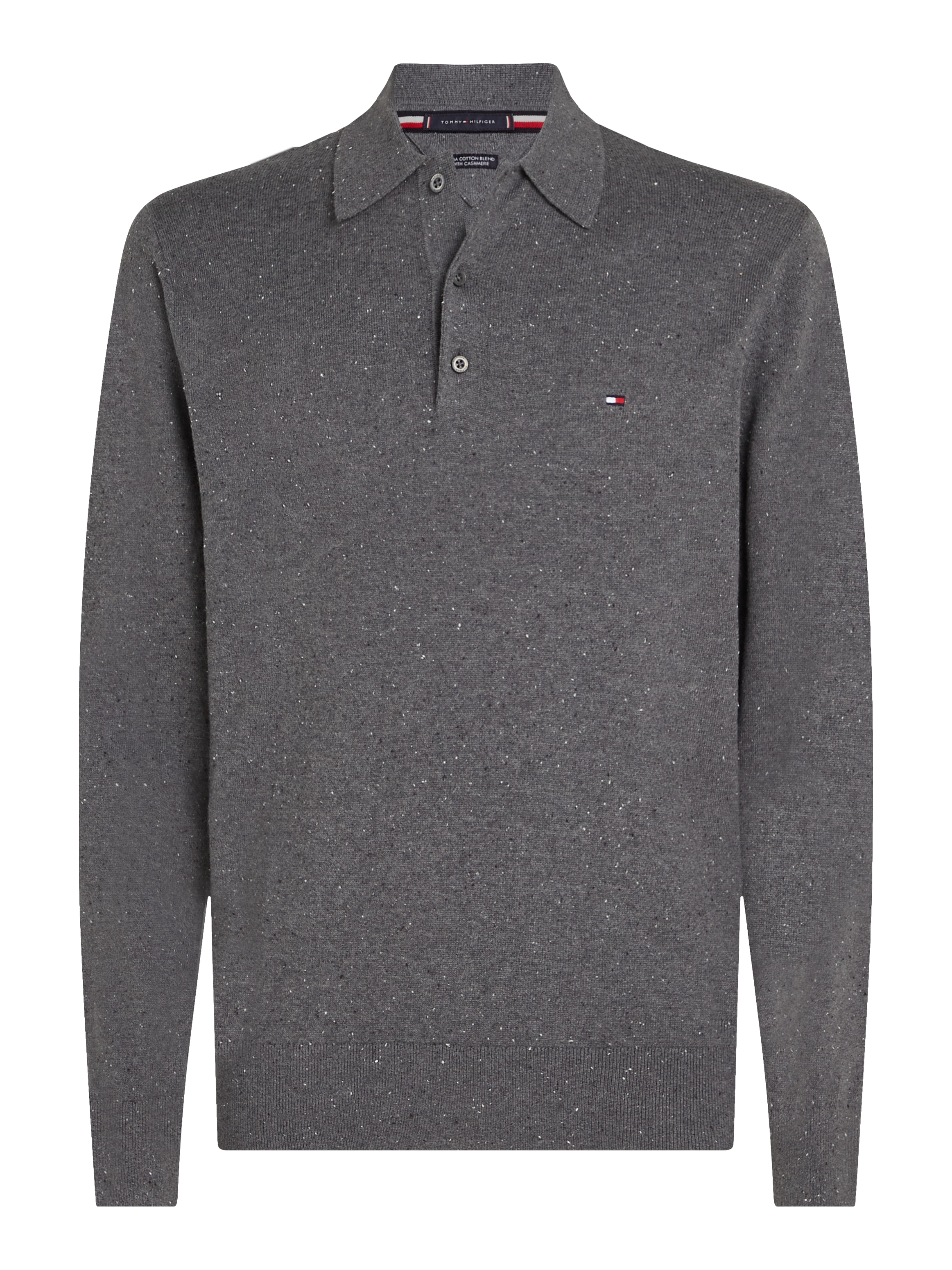Tommy Hilfiger Polokragenpullover »PIMA ORG CTN CASHMERE LS POLO« Flag-Stickerei auf Brust