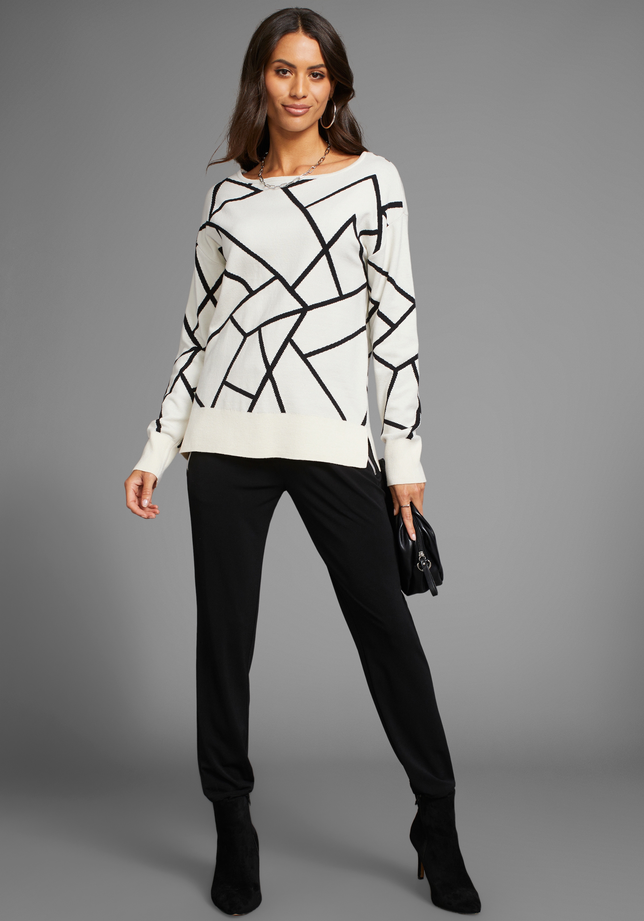Laura Scott Jacquardpullover, mit Rundhalsausschnitt