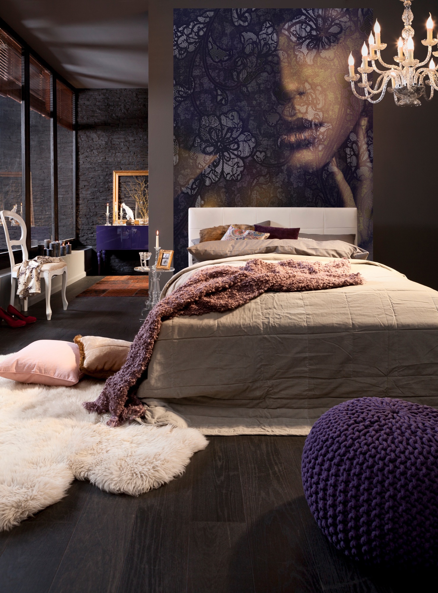Komar Vliestapete »Vlies - Lace - Grösse 184 x 248 cm«, bedruckt, Wohnzimmer, Schlafzimmer