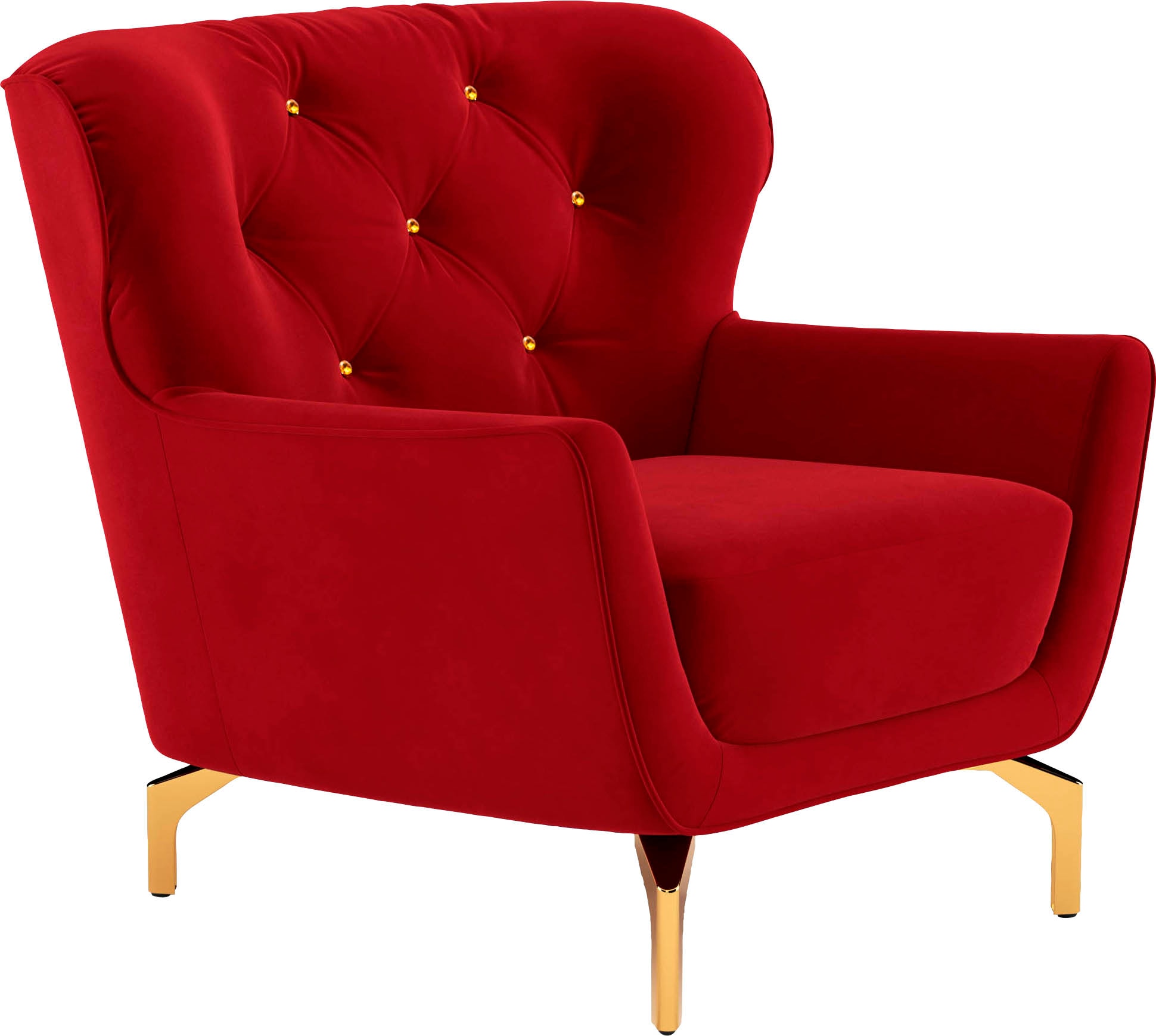sit&more Sessel »Orient 3«, inkl. 1 Zierkissen mit Strass-Stein, goldfarbene Metallfüsse