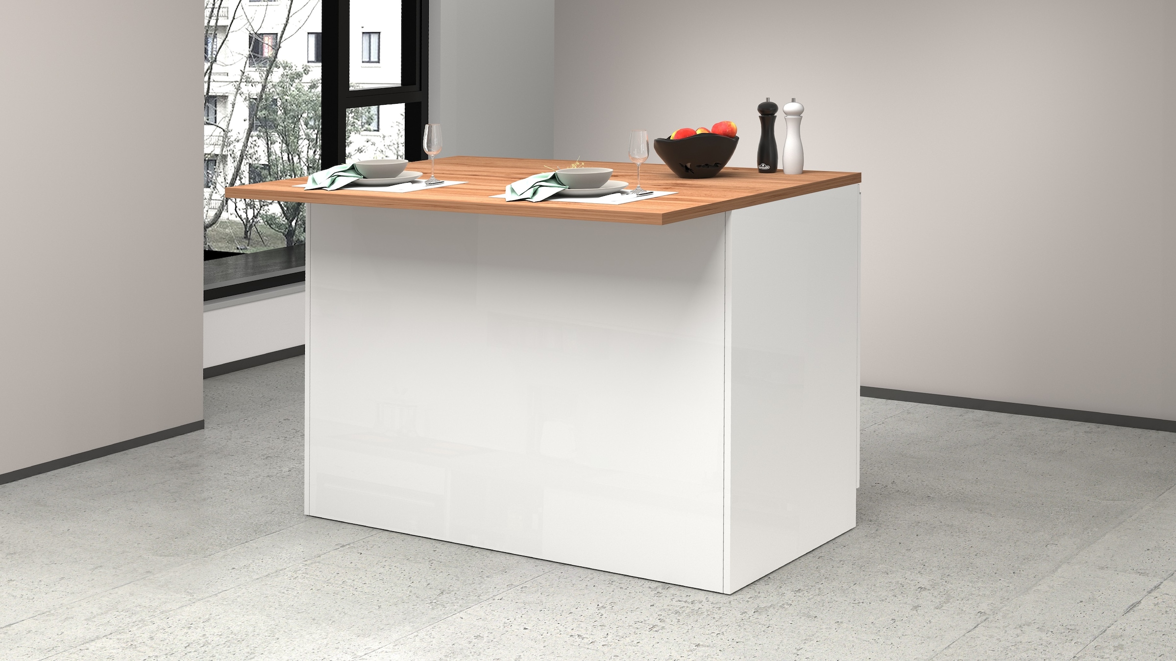 KOCHSTATION Kücheninsel "KS-Sole" Breite 125 cm, mit 2 Türen