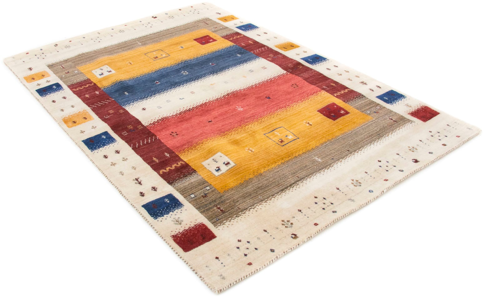 carpetfine Wollteppich »Gabbeh Soni«, rechteckig, 15 mm Höhe, reine Wolle, sehr weicher Flor, Wohnzimmer