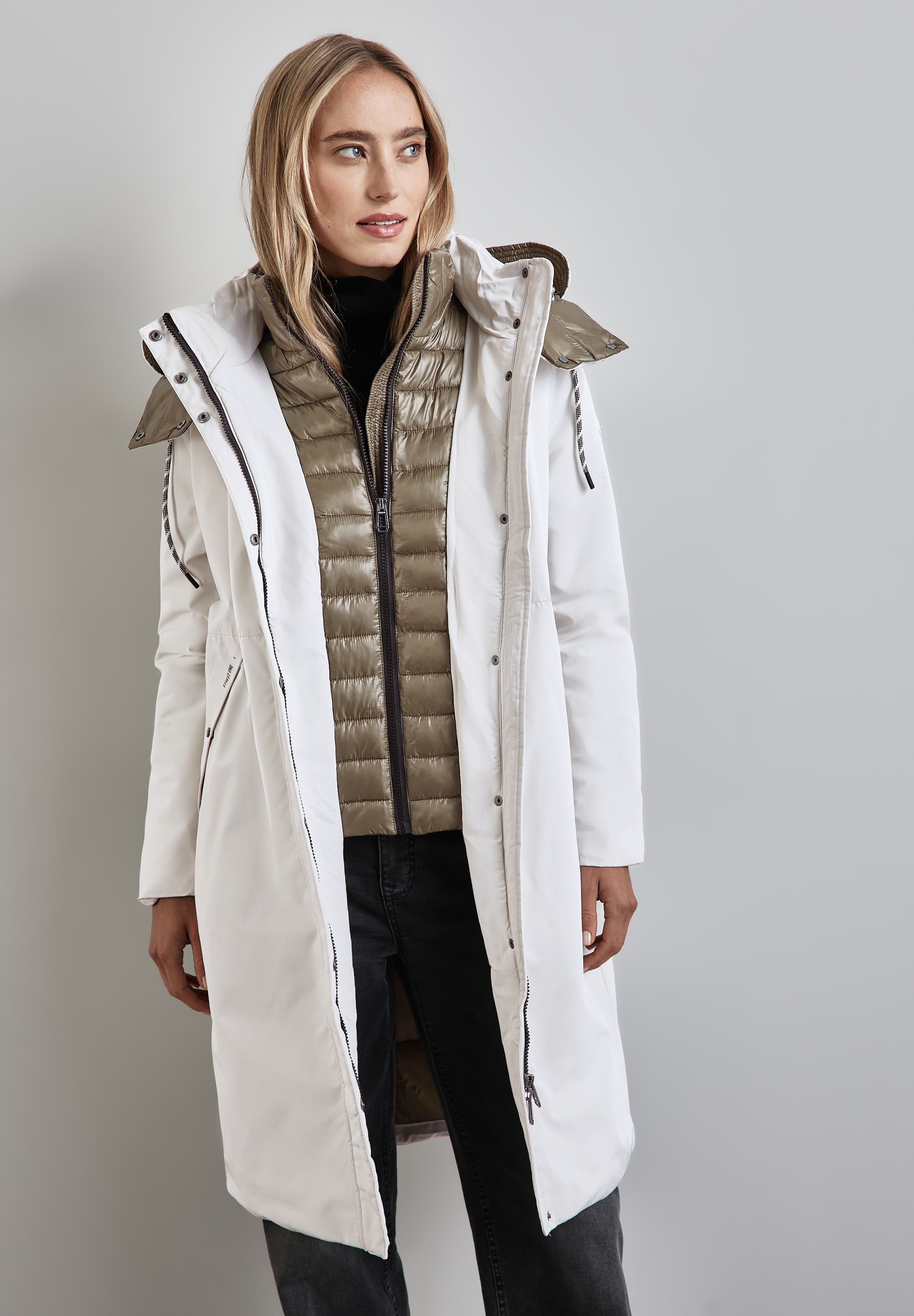 Parka, mit Kapuze, in 2-in-1-Optik