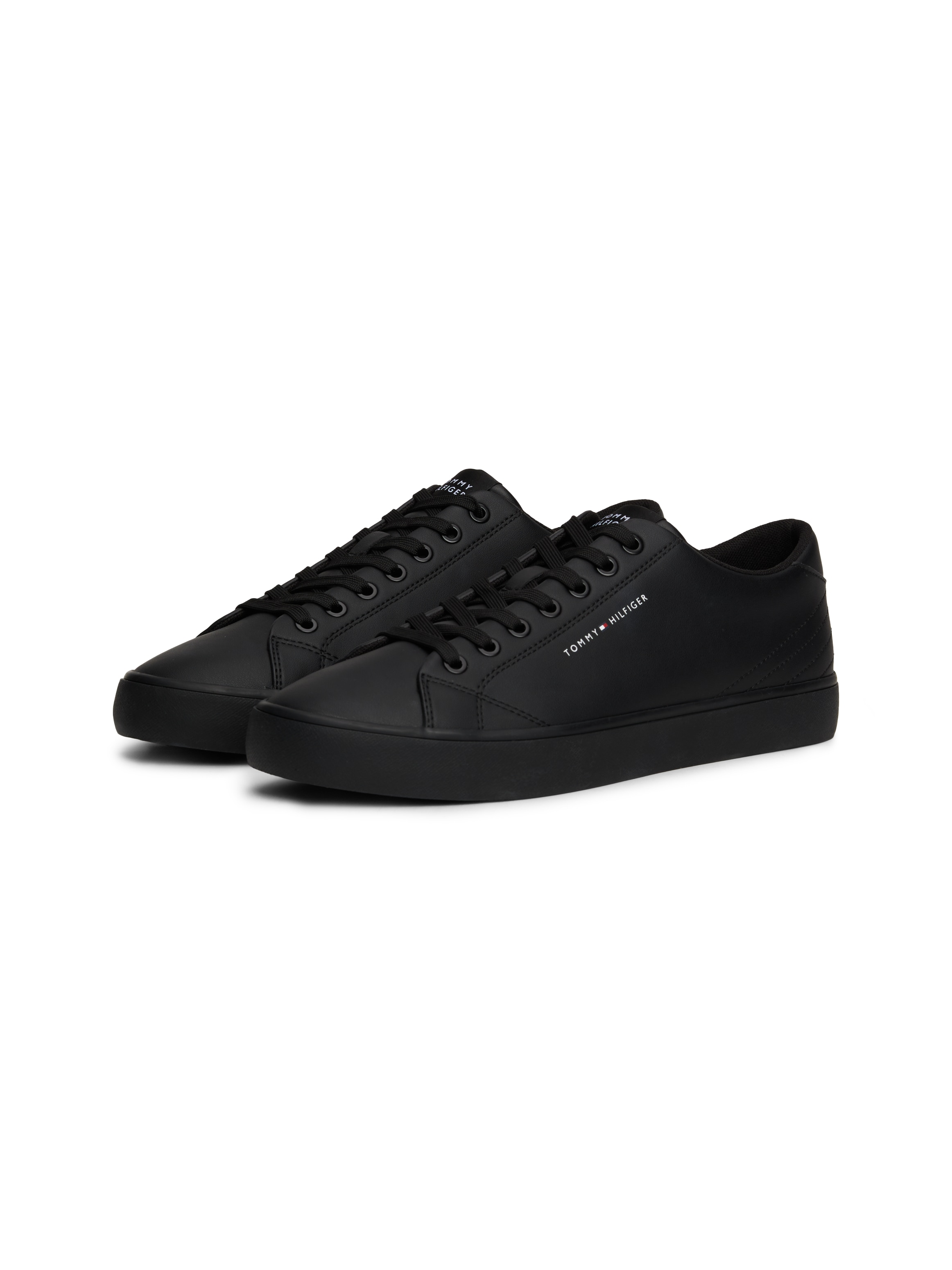 Tommy Hilfiger Sneaker »TH HI VULC CORE LOW LEATHER ESS«, Freizeitschuh, Halbschuh, Schnürschuh mit Ziernähten an der Ferse