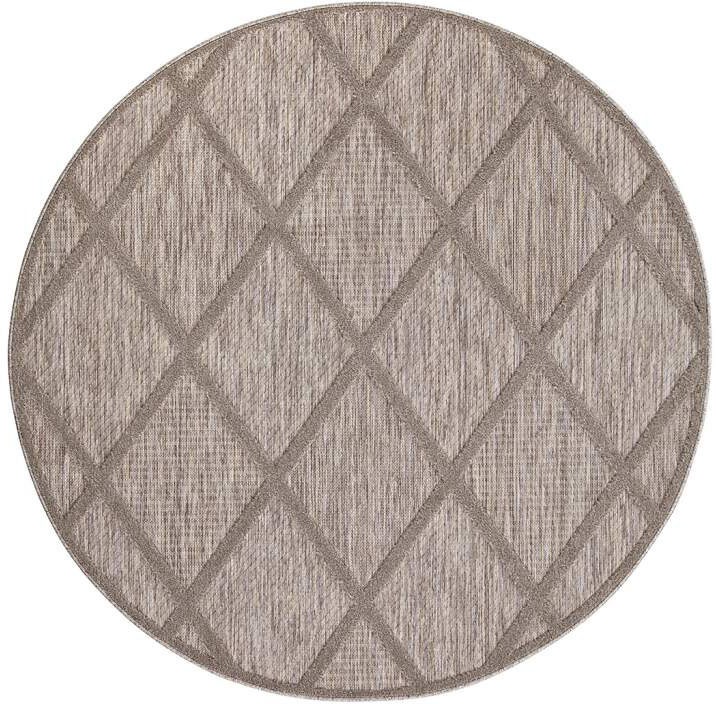 Carpet City Teppich »In-& Outdoorteppich Santorini 457, 3D-Effekt, Raute-Look«, rund, 5 mm Höhe, Wetterfest & UV-beständig für Terrasse, Balkon, Küche, Flur