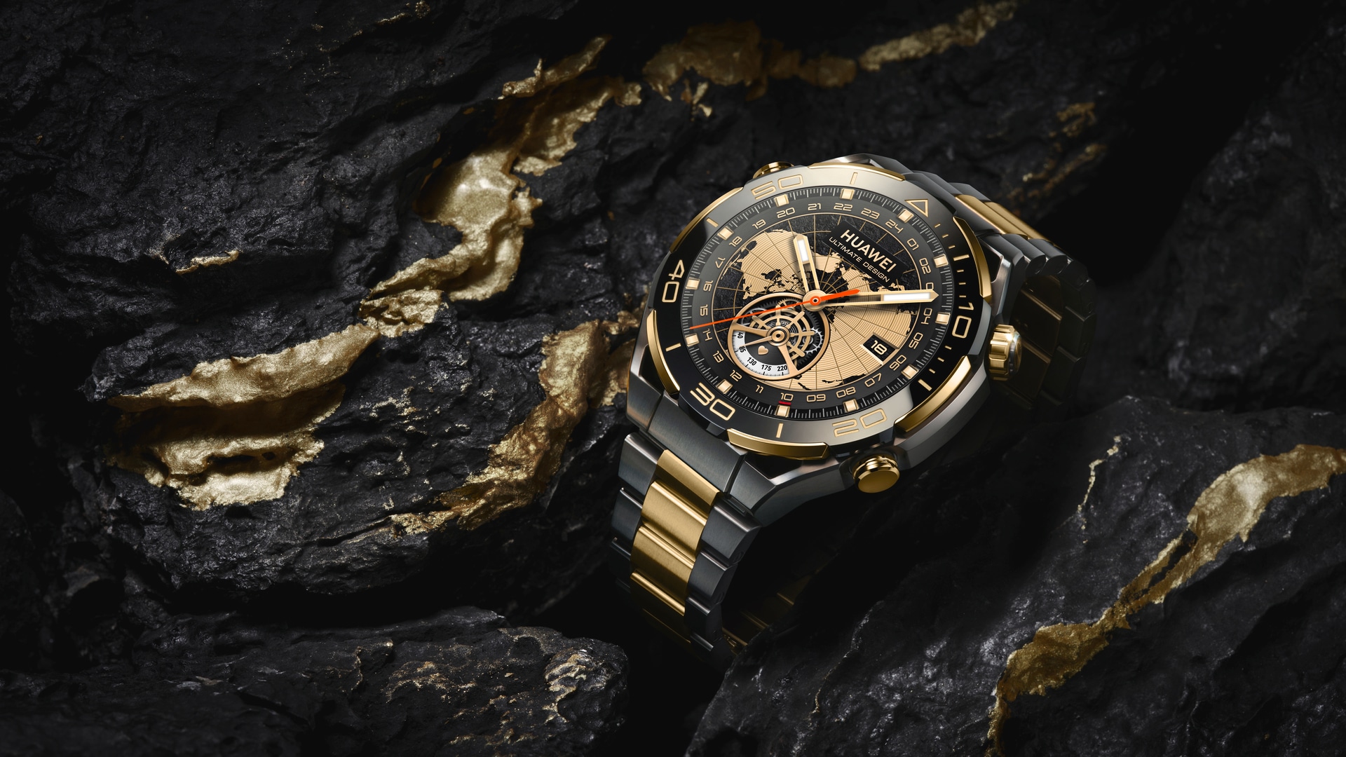 Huawei Smartwatch »WATCH ULTIMATE GOLD«, (3,81 cm / 1,5 Zoll), goldgefasste Keramiklünette, goldenes Armband aus Titanlegierung
