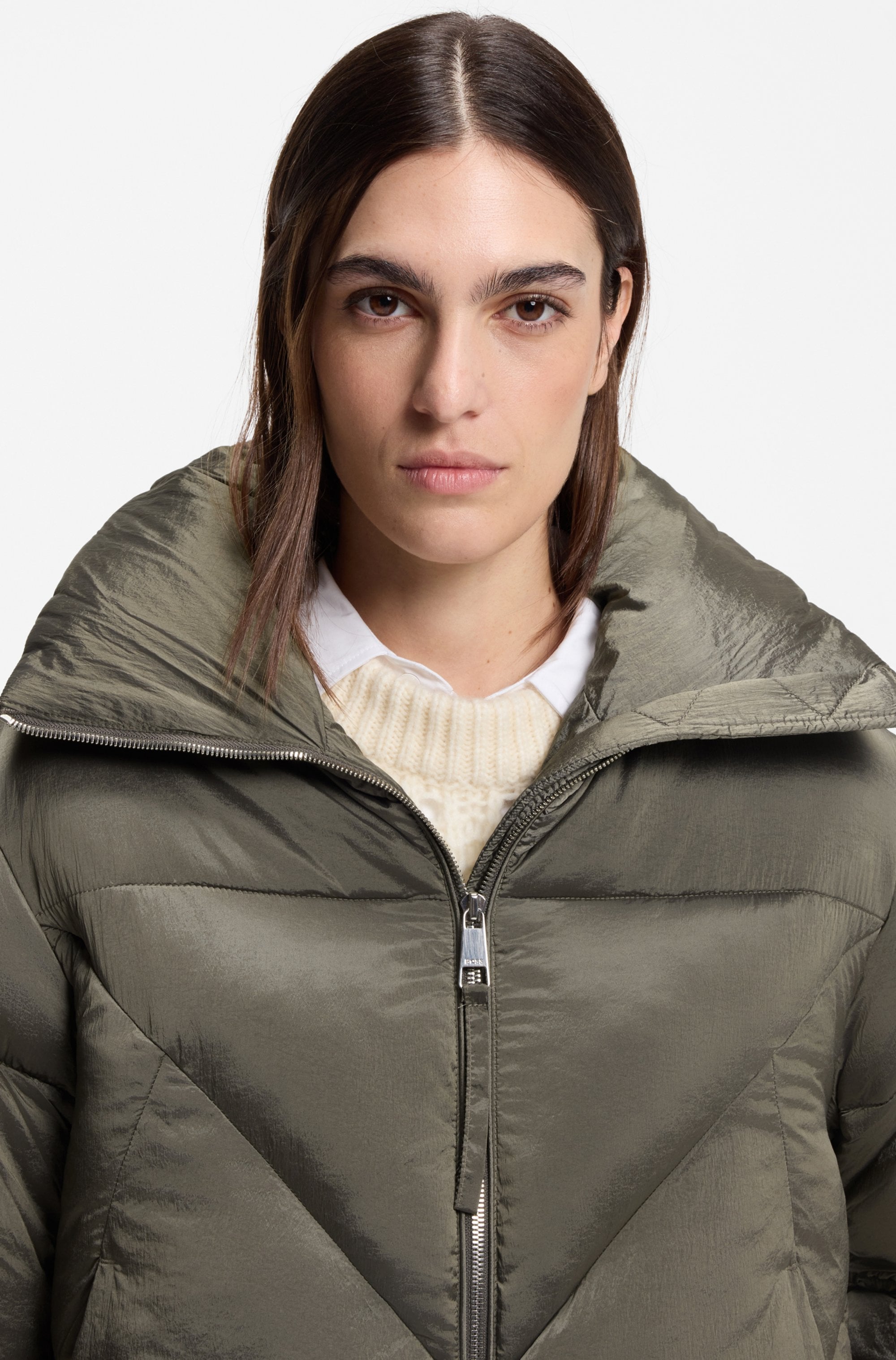 BOSS ORANGE Steppjacke »Padilena Premium Damenmode«, Regular Fit mit Stehkragen, gefütterte Taschen