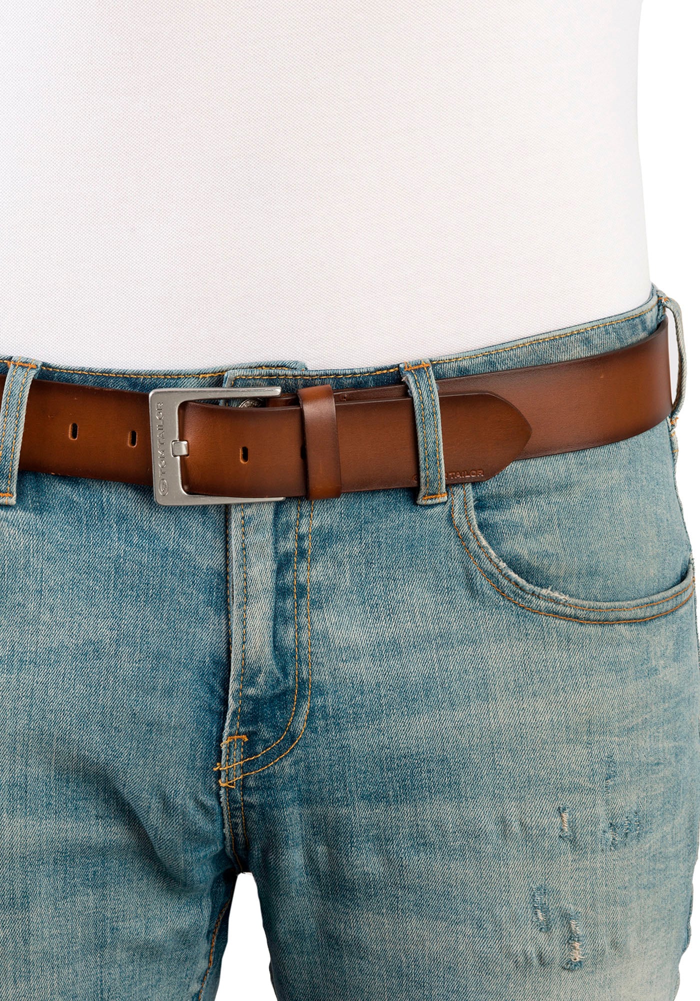 TOM TAILOR Ledergürtel »TTCALVINPLUS«, 4 cm breiter Herrengürtel, Casual und Jeans Look