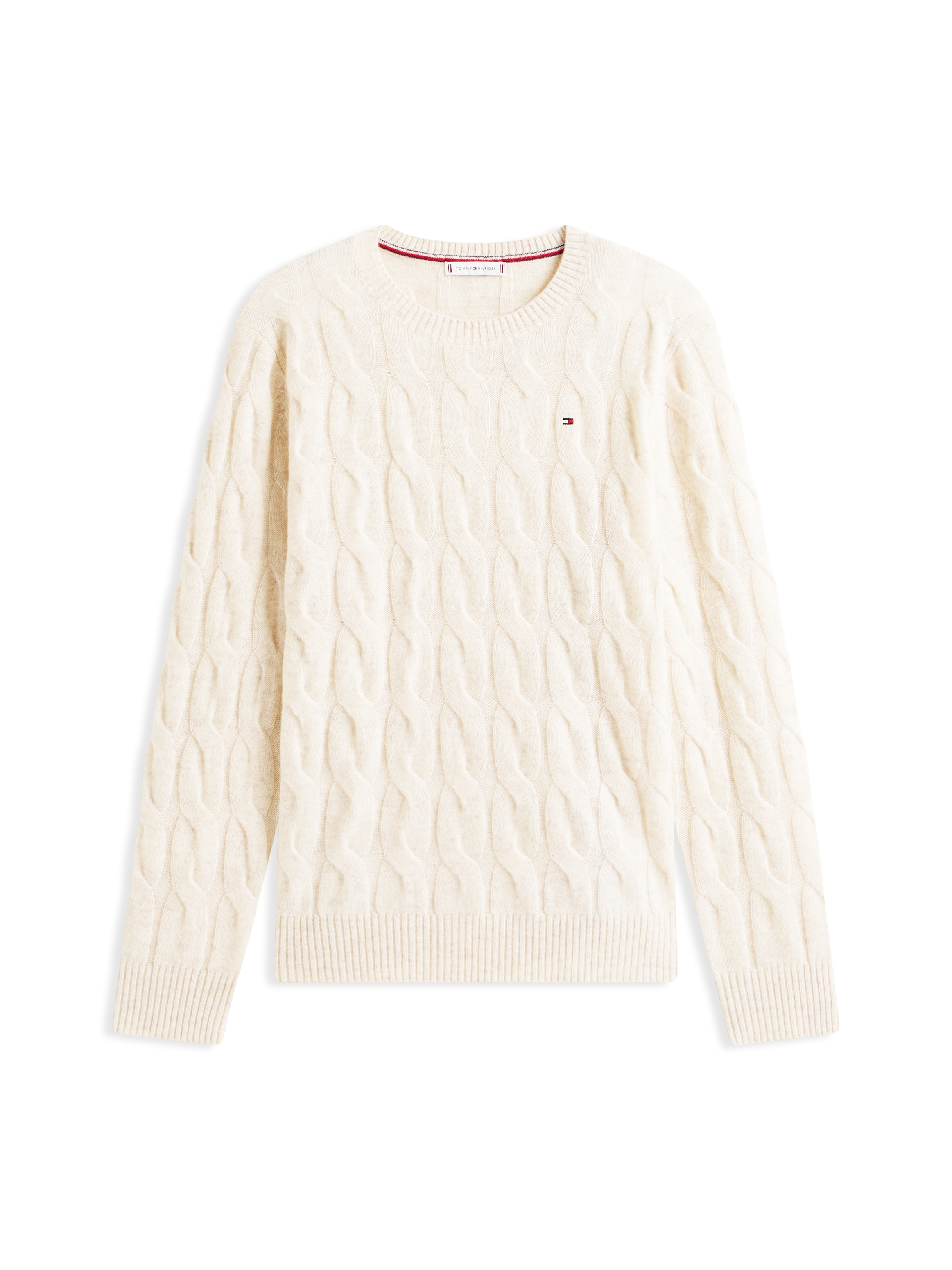 Tommy Hilfiger Curve Strickpullover »CRV SOFT WOOL CABLE C-NK LS SWT«, in grossen Grössen, mit Zopfmuster, aus reiner Wolle