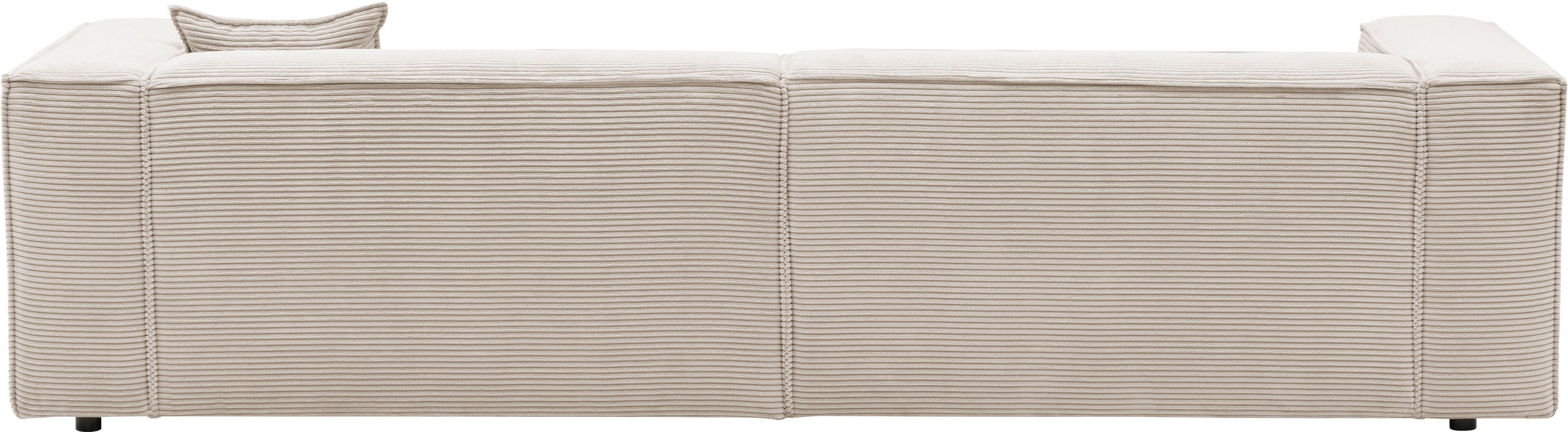 LeGer Home by Lena Gercke Ecksofa »PIARA mit Kedernaht in Cord oder Leinenoptik, moderne Couch in L-Form«, wahlweise Ottomane rechts/links, schwarze Füsse, bequemer Sitzkomfort