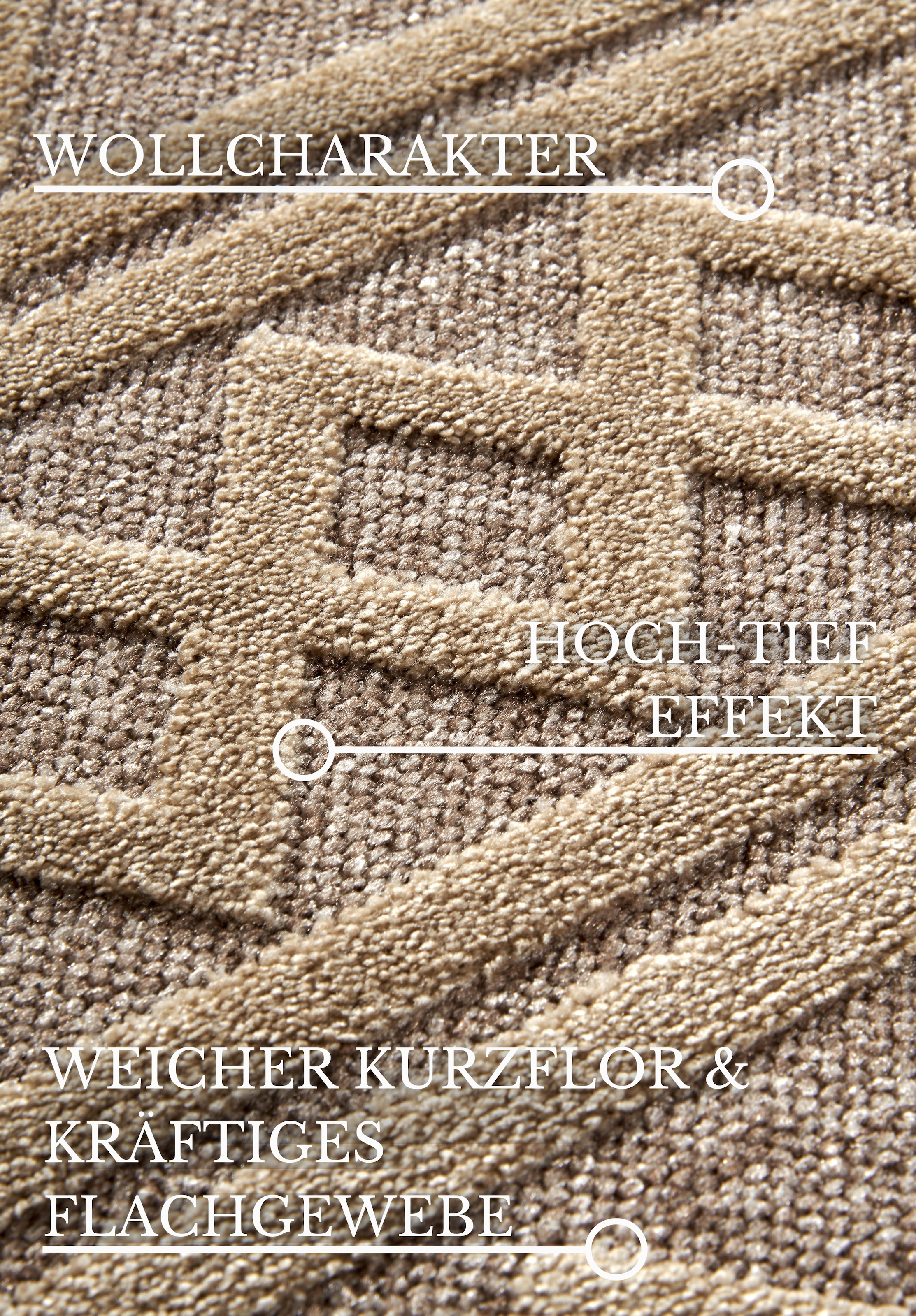 Villeroy & Boch Teppich »Catherine«, rechteckig, 5,5 mm Höhe, Wohnzimmer, Schlafzimmer, Modern, Hoch-Tief Effekt, Flur