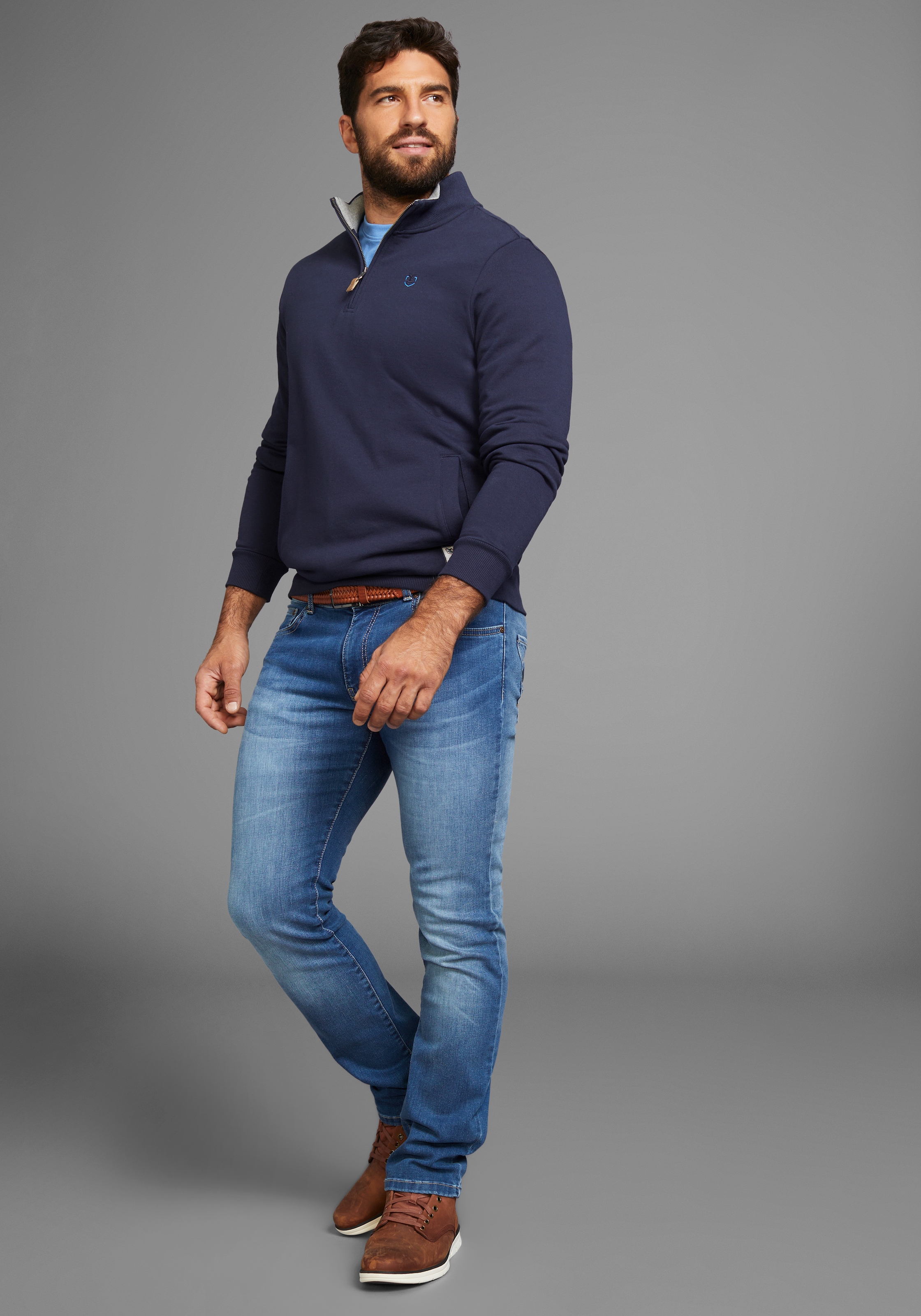 DELMAO Sweatshirt, mit Henley Kragen - NEUE KOLLEKTION