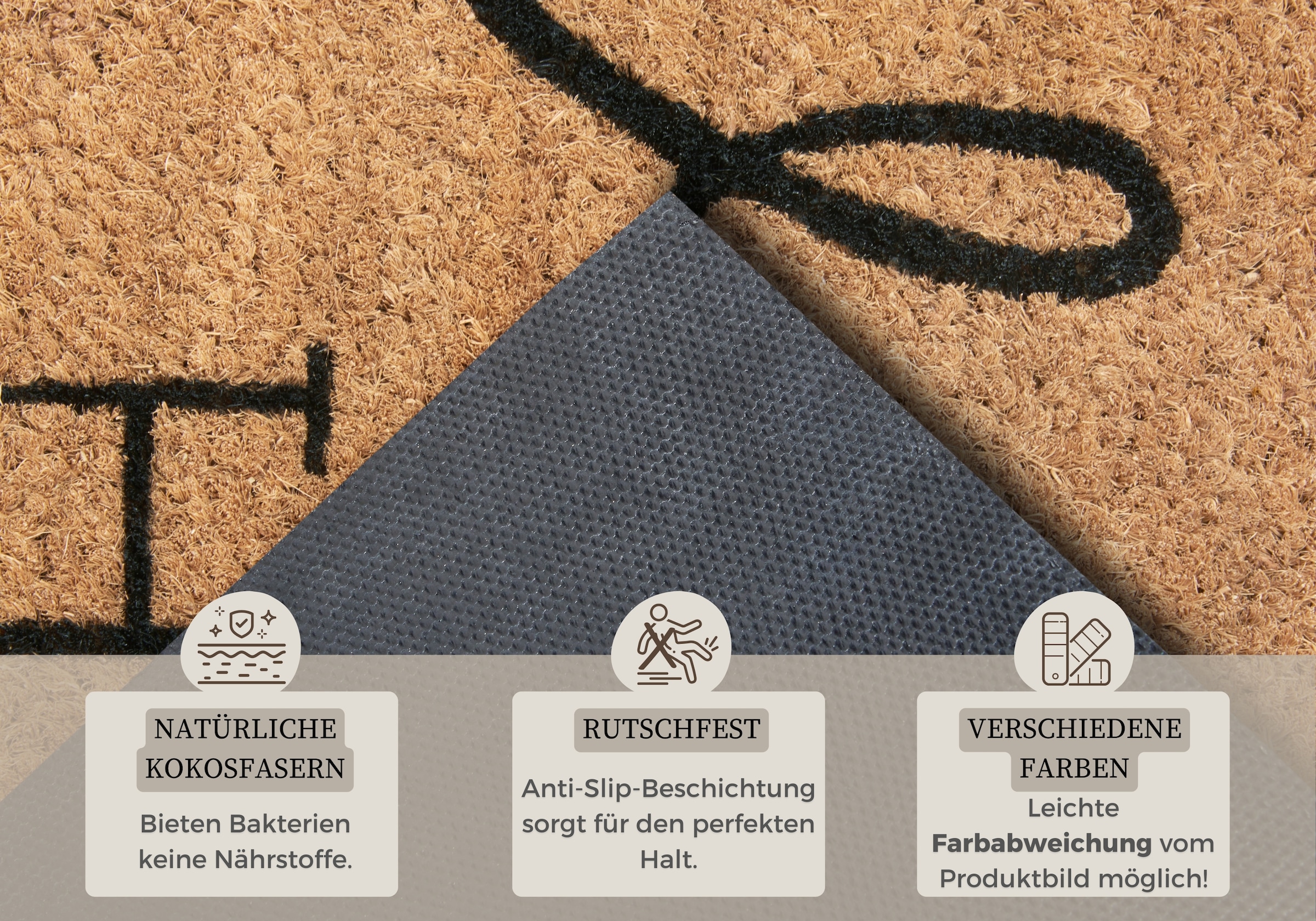 HANSE Home Fussmatte »Mix Mats Kokos Welcome Home, Türmatte«, rechteckig, 15 mm Höhe, Kokos, Schmutzfangmatte, Outdoor, Rutschfest, Innen, Kokosmatte, Flur