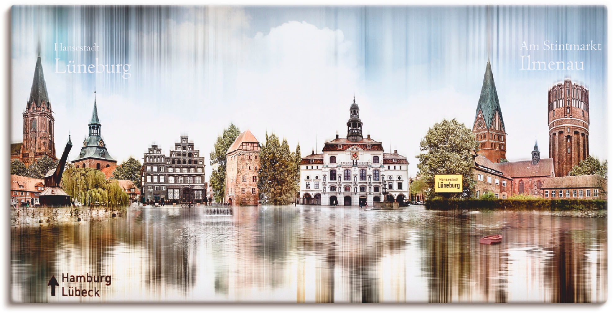 Artland Wandbild »Lüneburg Skyline als Deutschland, in online Grössen bestellen Jelmoli-Versand (1 Leinwandbild, St.), Wandaufkleber Abstrakte Poster Collage«, versch. oder 