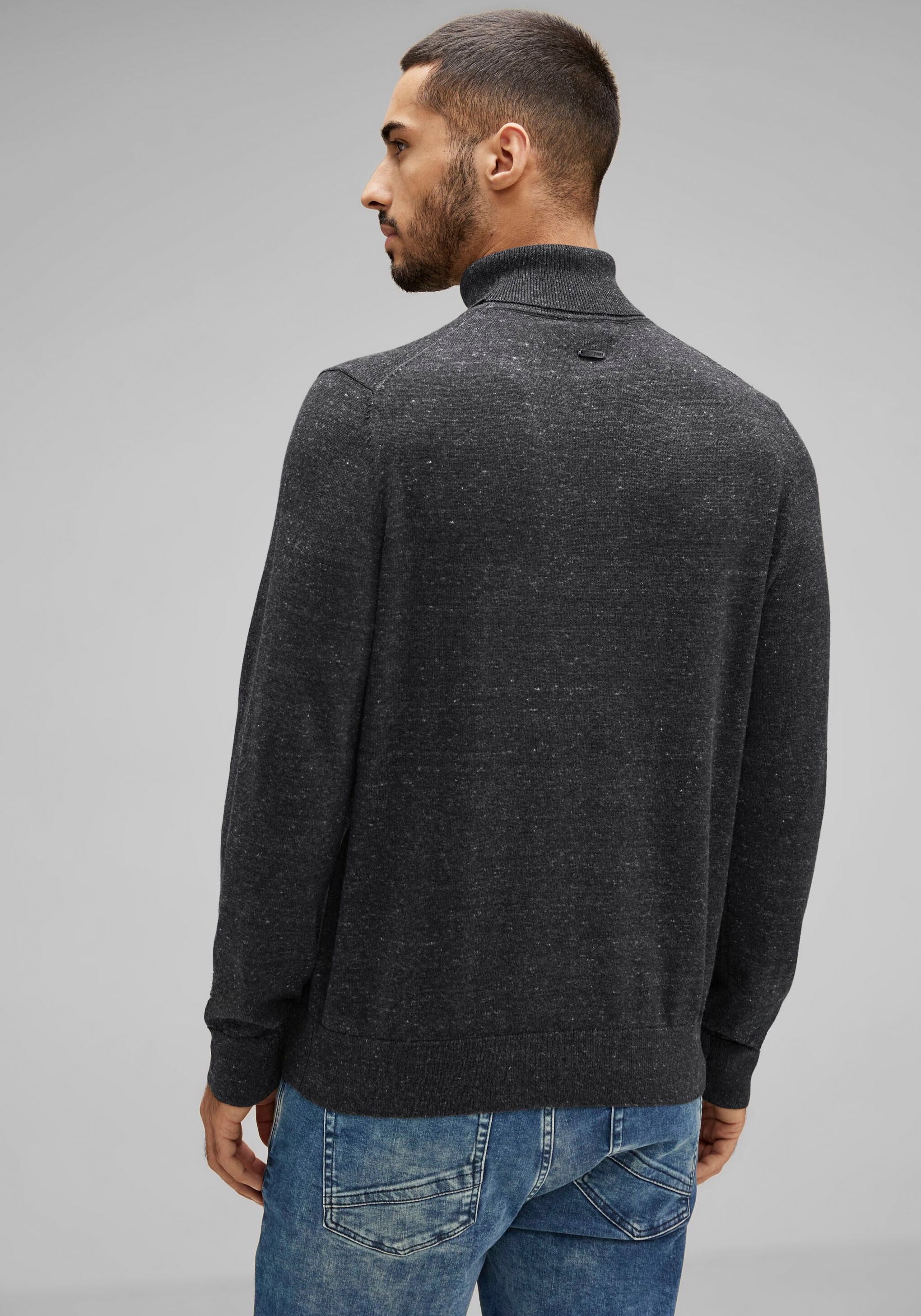 STREET ONE MEN Rollkragenpullover, in melierter Optik