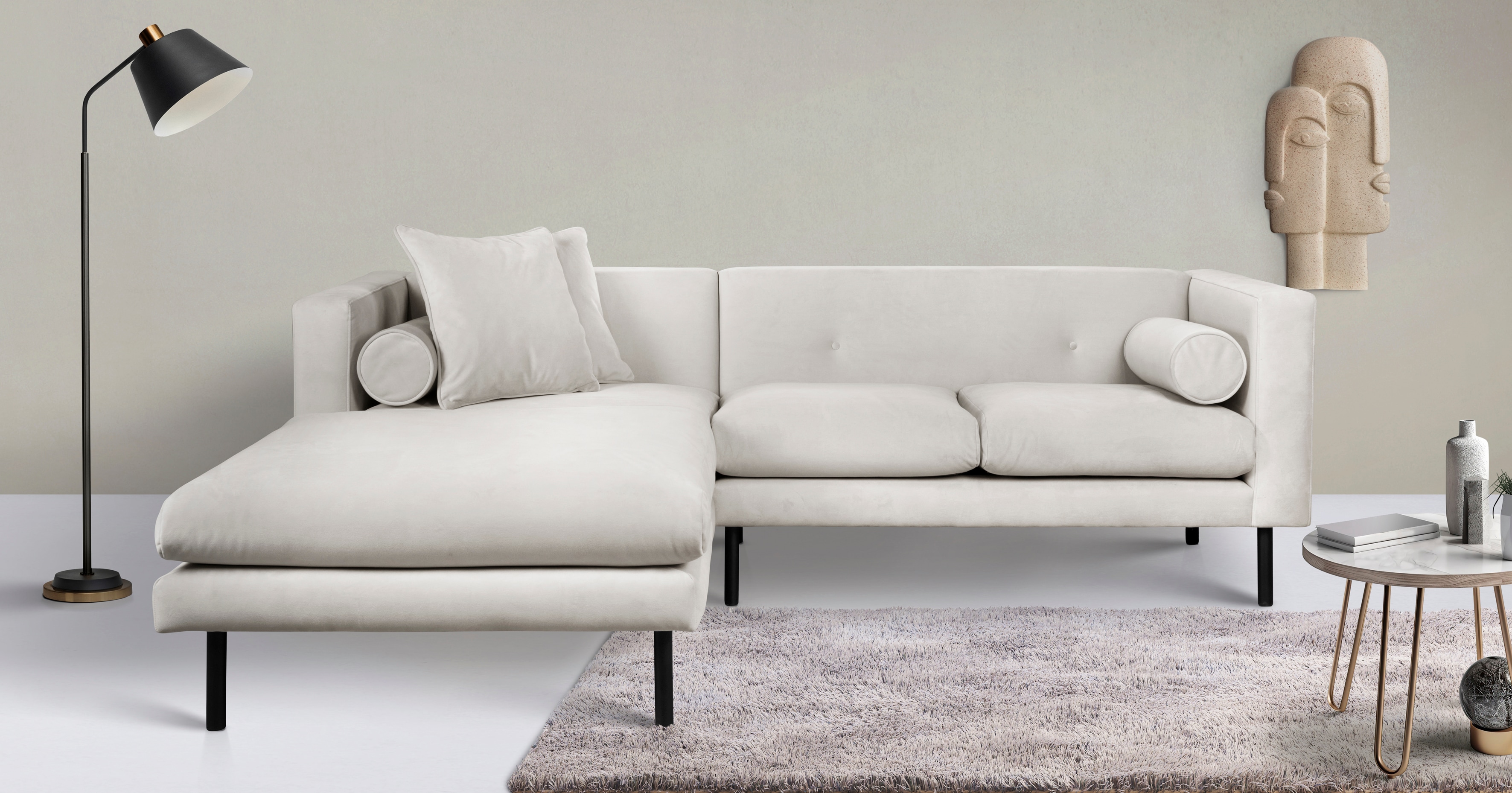 Home affaire Ecksofa "Lillibeth L-Form Designsofa, Masse B/T/H: 240/173/83 cm" Zierkissen als Wendekissen, in Samtoptik oder Cord