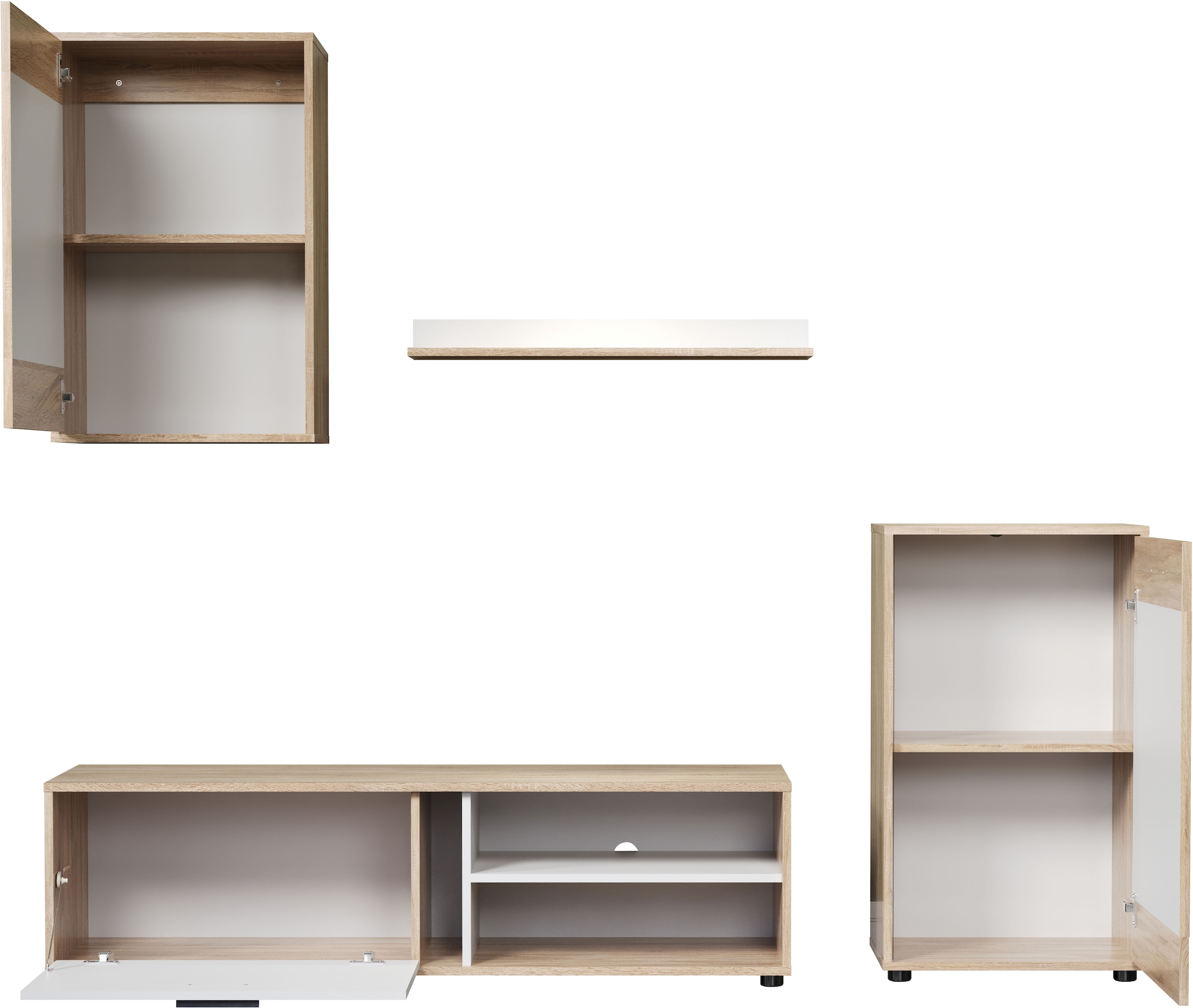 INOSIGN Wohnwand »Valetta«, (Komplett-Set, 4 St.), inkl. Lowboard, Hängeschrank, Wandboard und Highboard