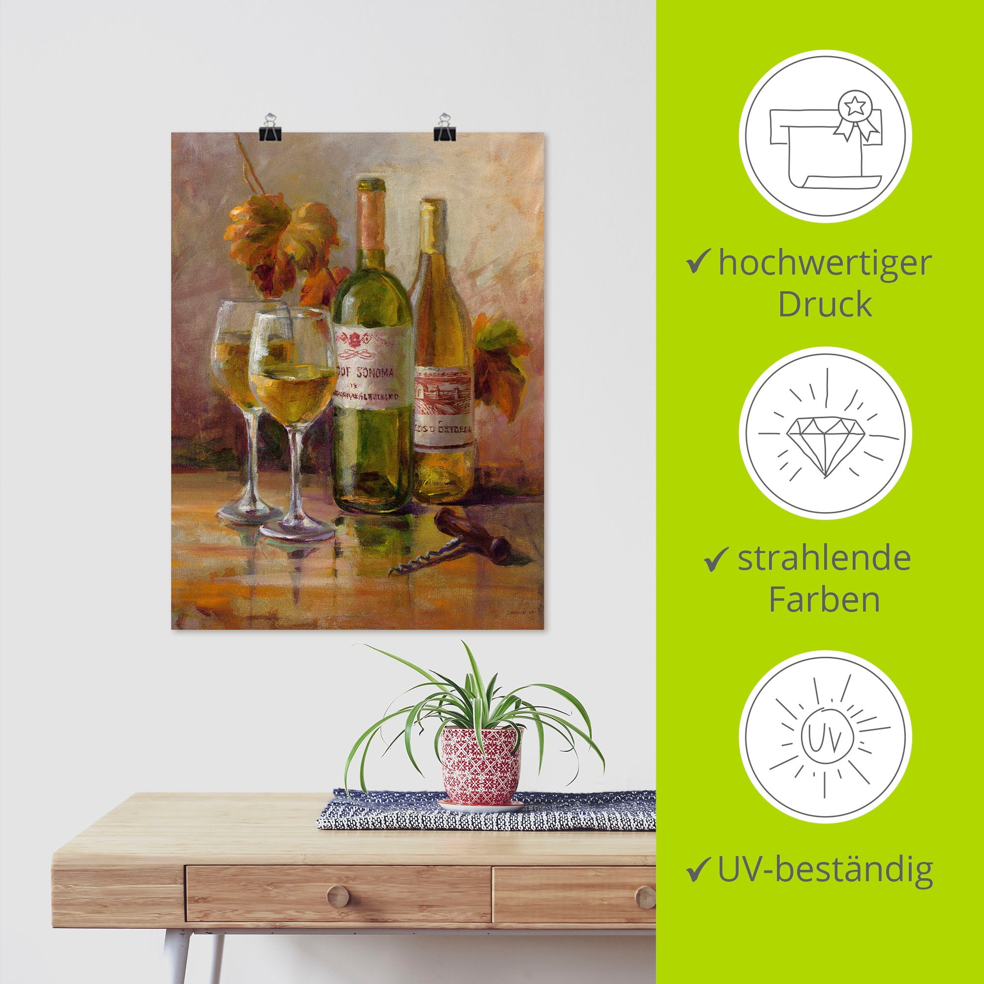 Artland Wandbild »Offener Wein II«, Getränke, (1 St.), als Leinwandbild, Poster in verschied. Grössen