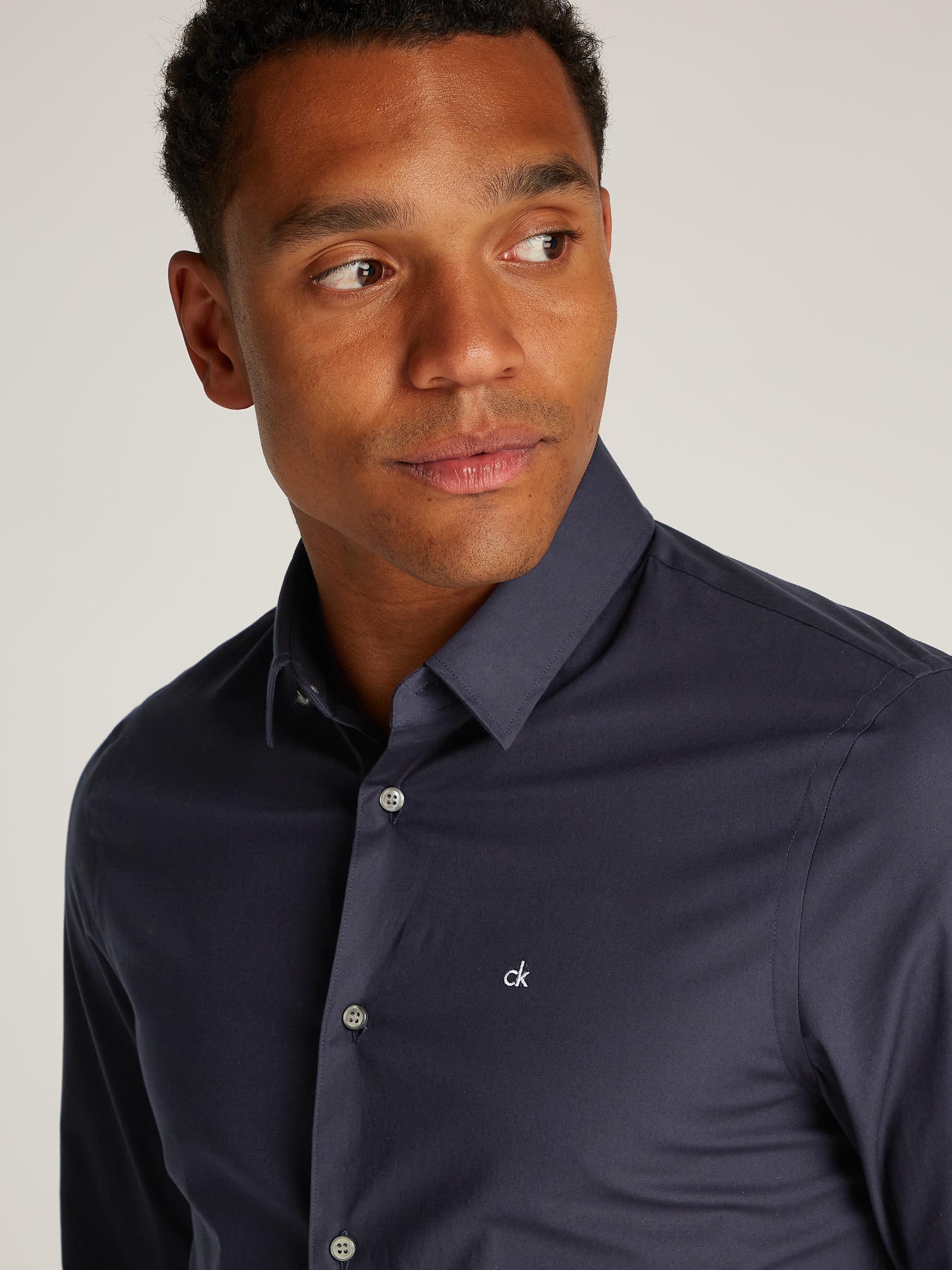 Calvin Klein Langarmhemd »SLIM FIT STRETCH POPLIN«, mit Kentkragen