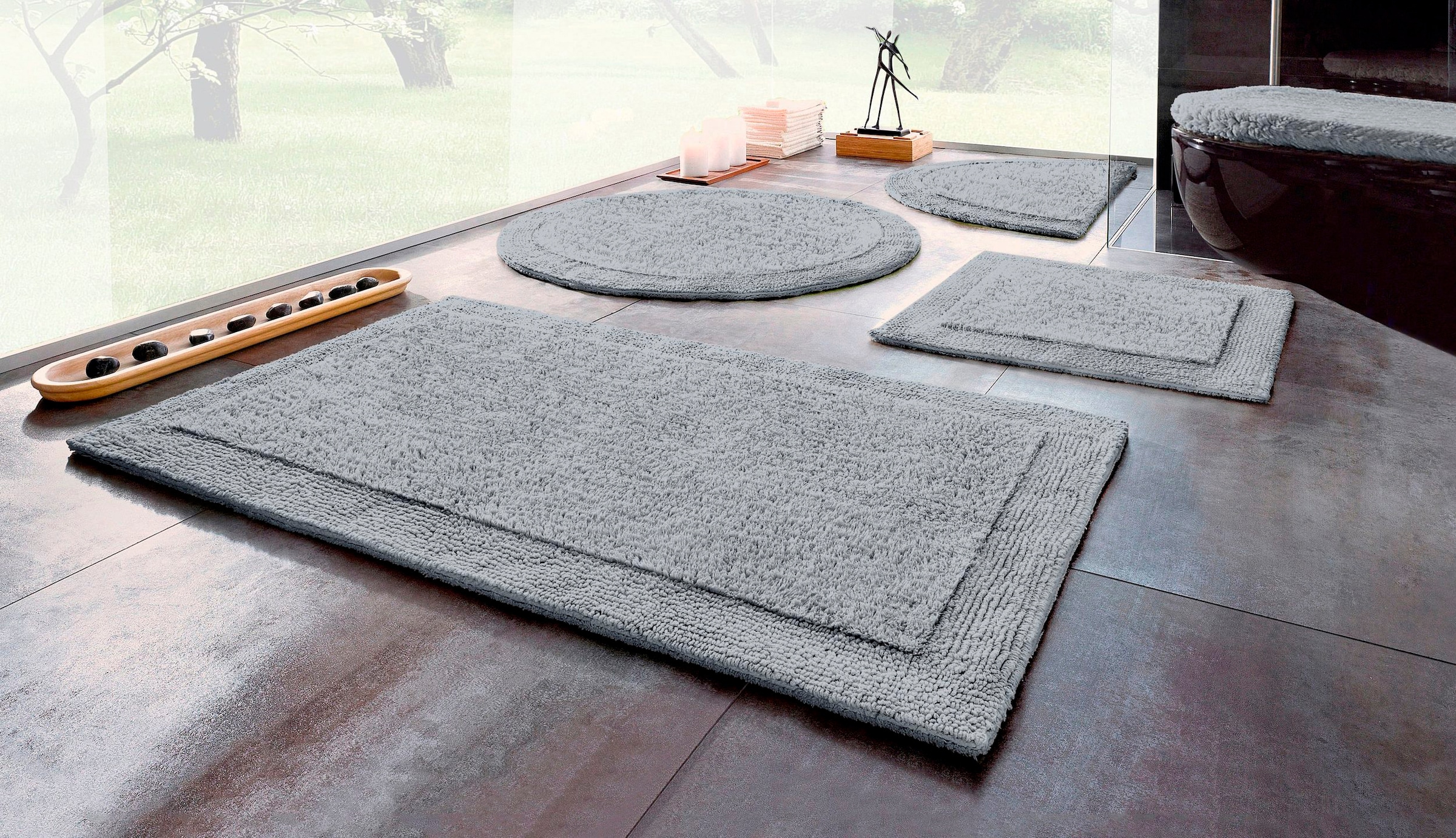 my home Badematte »Kapra, Badvorleger, Badezimmer Teppich«, beidseitig nutzbar-fussbodenheizungsgeeignet-strapazierfähig, mit Bordüre, Badteppich, Badematte