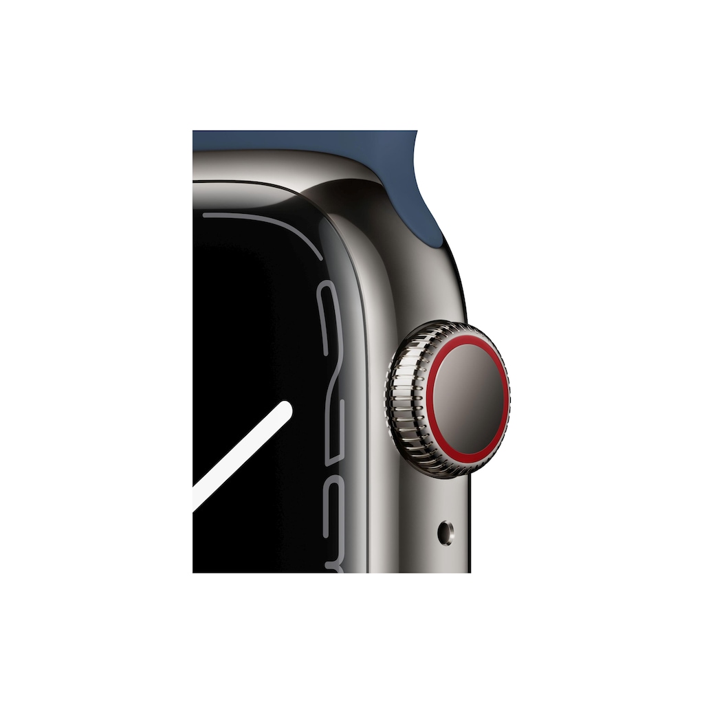 Apple Smartwatch »Serie 7, GPS, 41 mm Edelstahlgehäuse mit Sportarmband«, (Watch OS MKJ13FD/A)