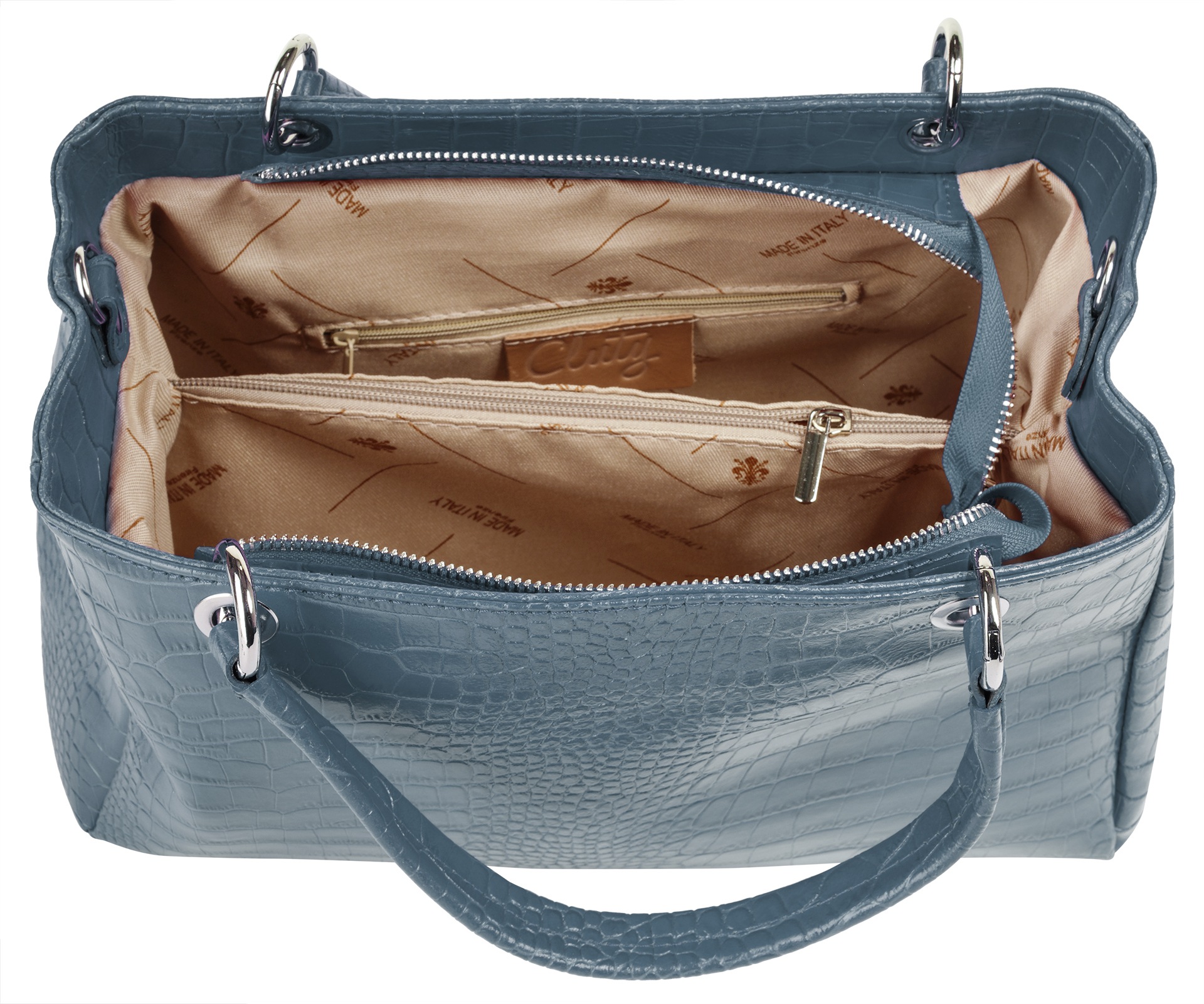 Cluty Henkeltasche, echt Leder, Made in Italy