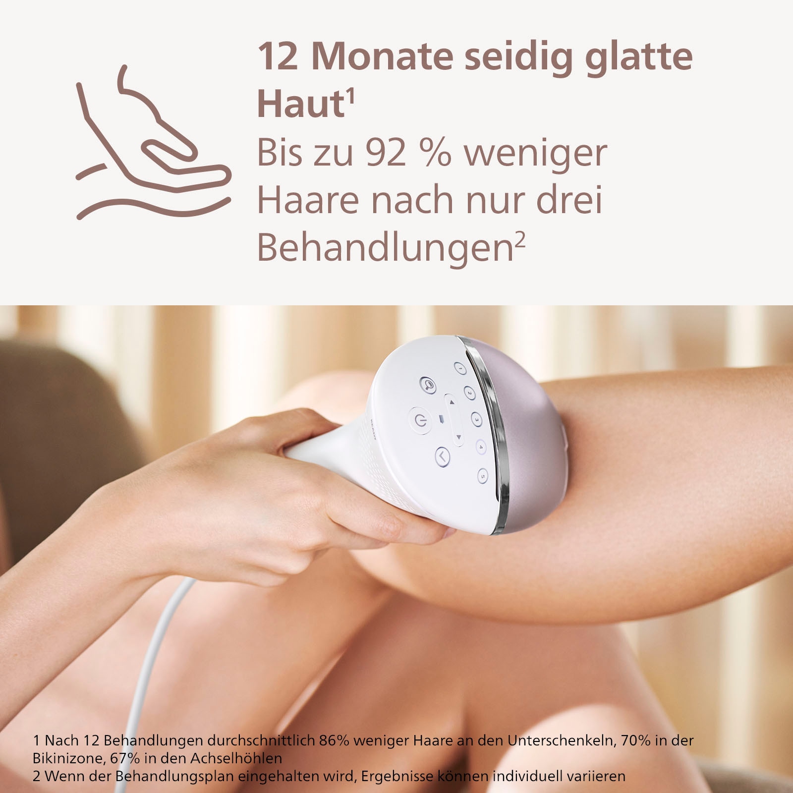 Philips IPL-Haarentferner »Lumea S8000 BRI947/00«, 450.000 Lichtimpulse, 4 Aufsätze (Achseln, Bikinizone, Körper und Gesicht)