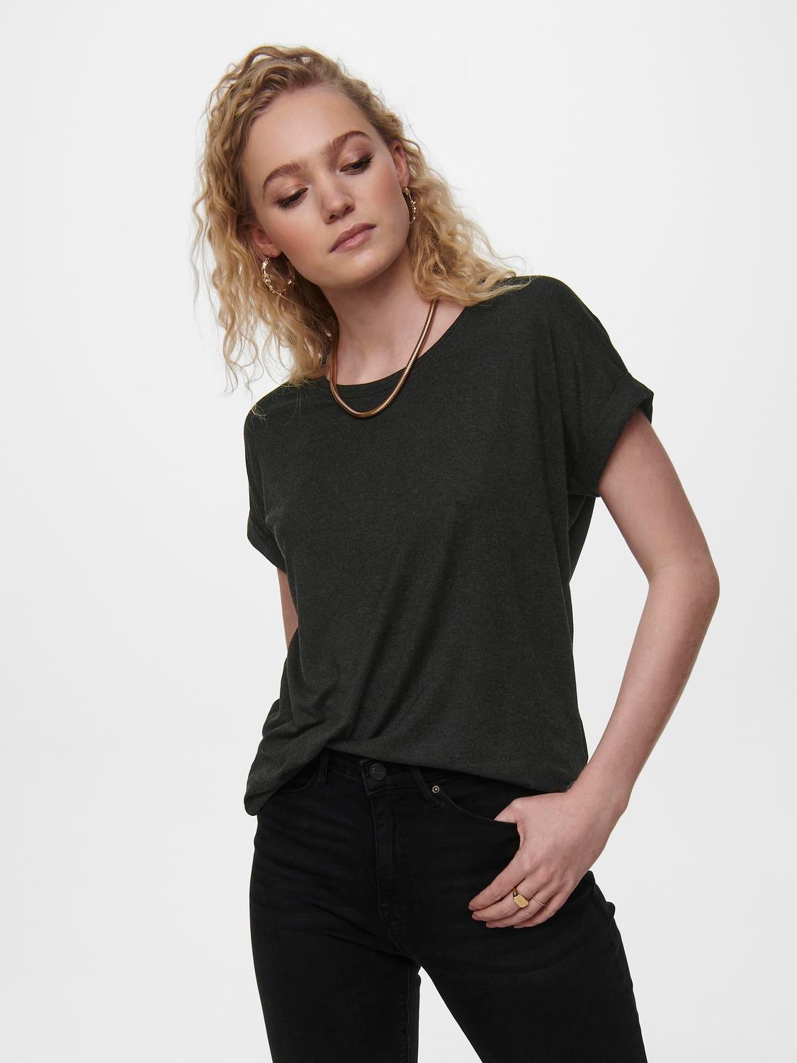 ONLY T-Shirt »ONLMOSTER S/S O-NECK TOP NOOS JRS«, mit Aufschlag am Arm