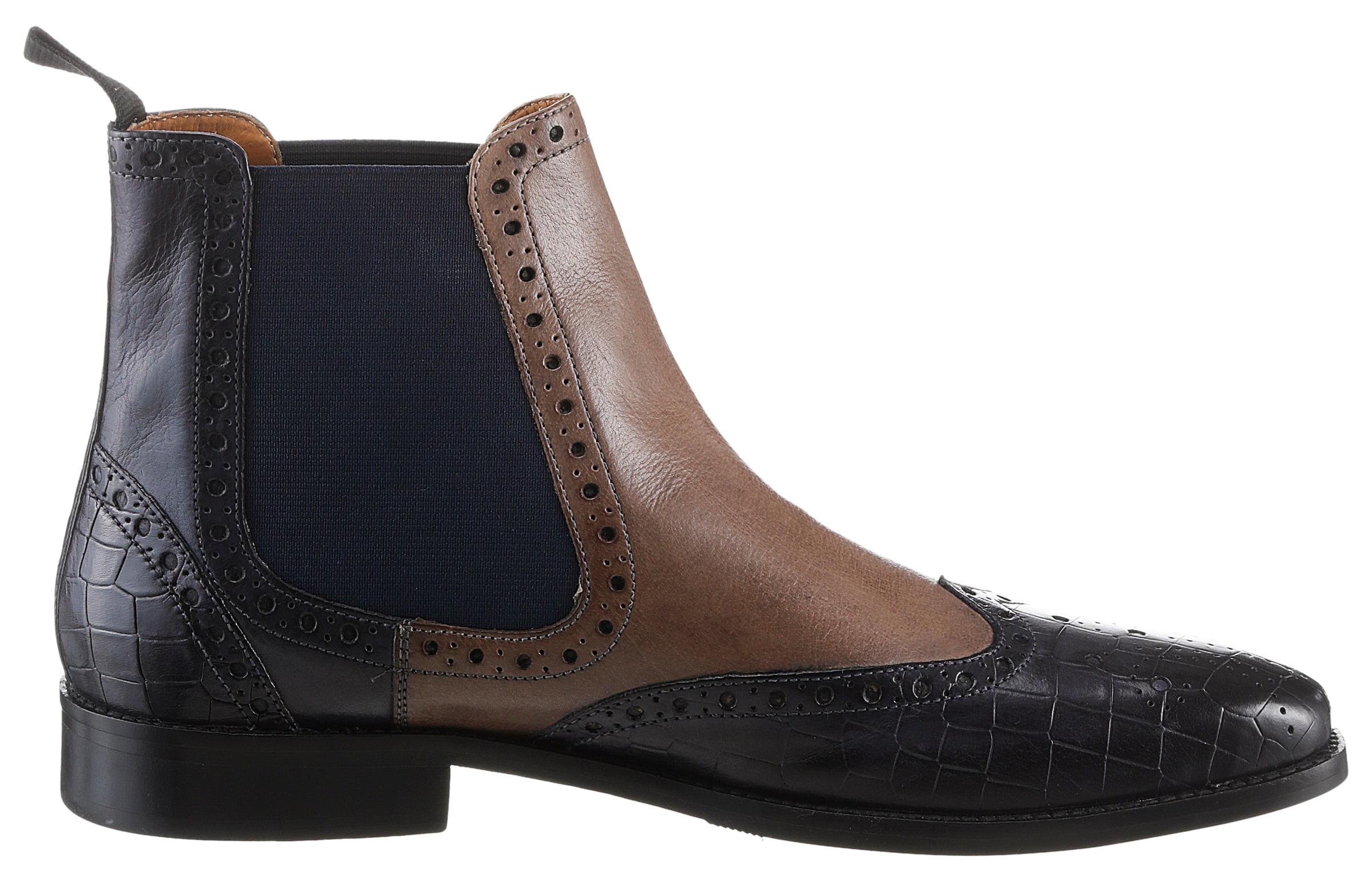 Melvin & Hamilton Chelseaboots »Martin 5 - vegetabil gegerbt«, Budapester, Anzugschuh, Business Schuh mit feiner Lochung