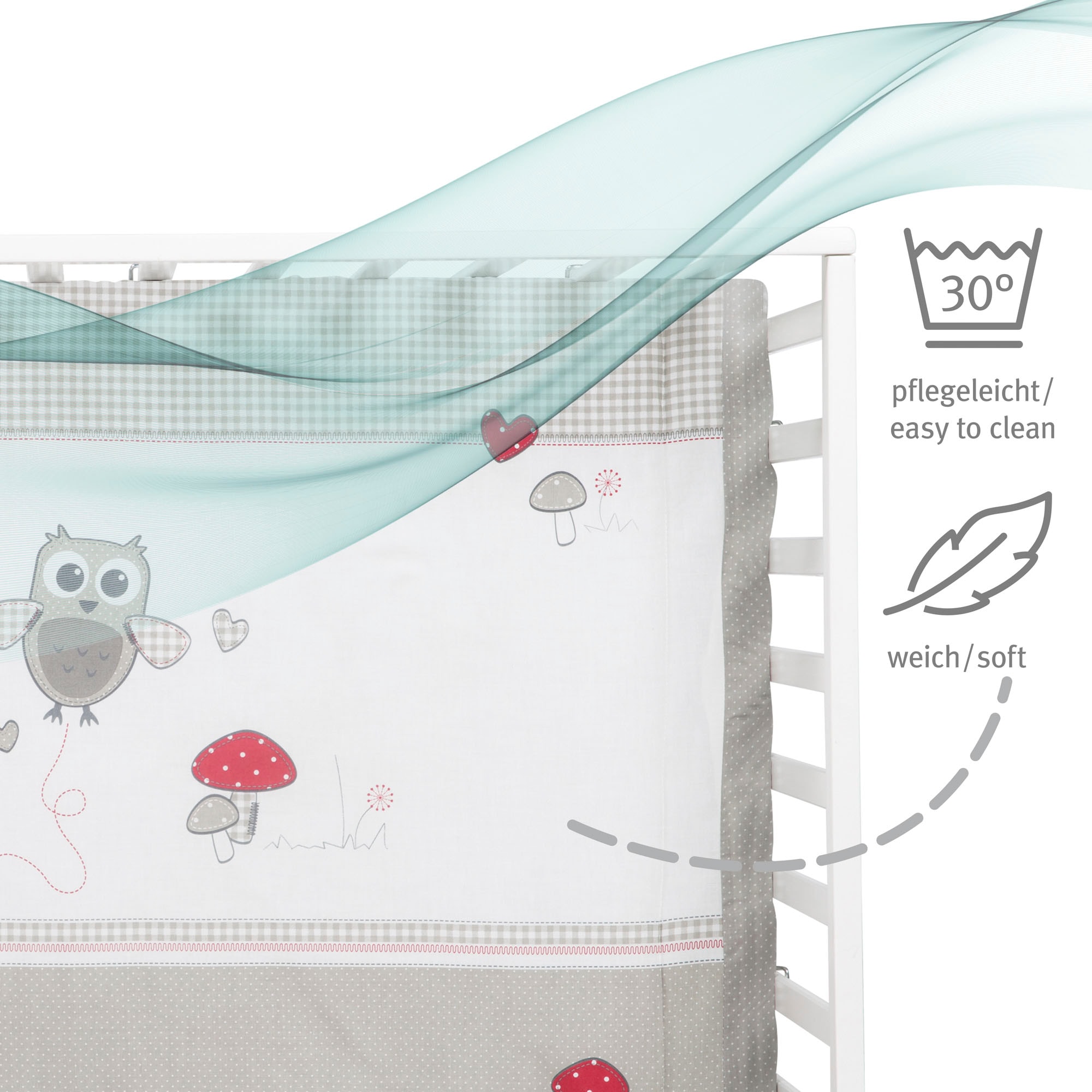 roba® Laufgitter »Adam & Eule weiss, 100x75 cm«, bis 15 kg, mit Stoffeinlage
