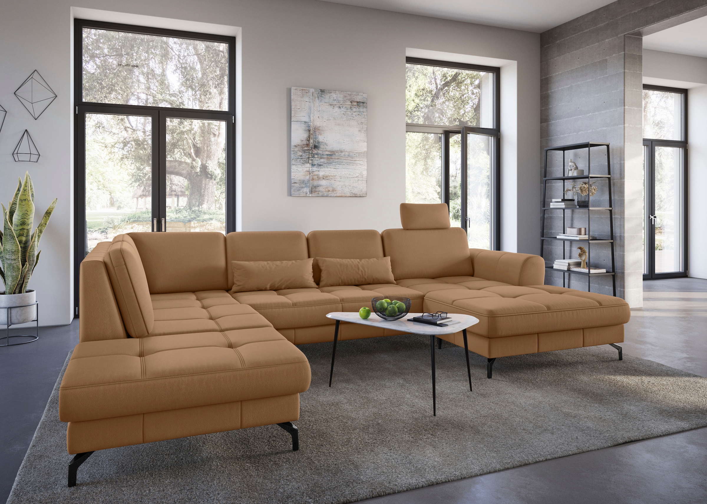 sit&more Wohnlandschaft "Bendigo U-Form" inklusive Sitztiefenverstellung, Bodenfreiheit 12 cm, in 2 Fussfarben