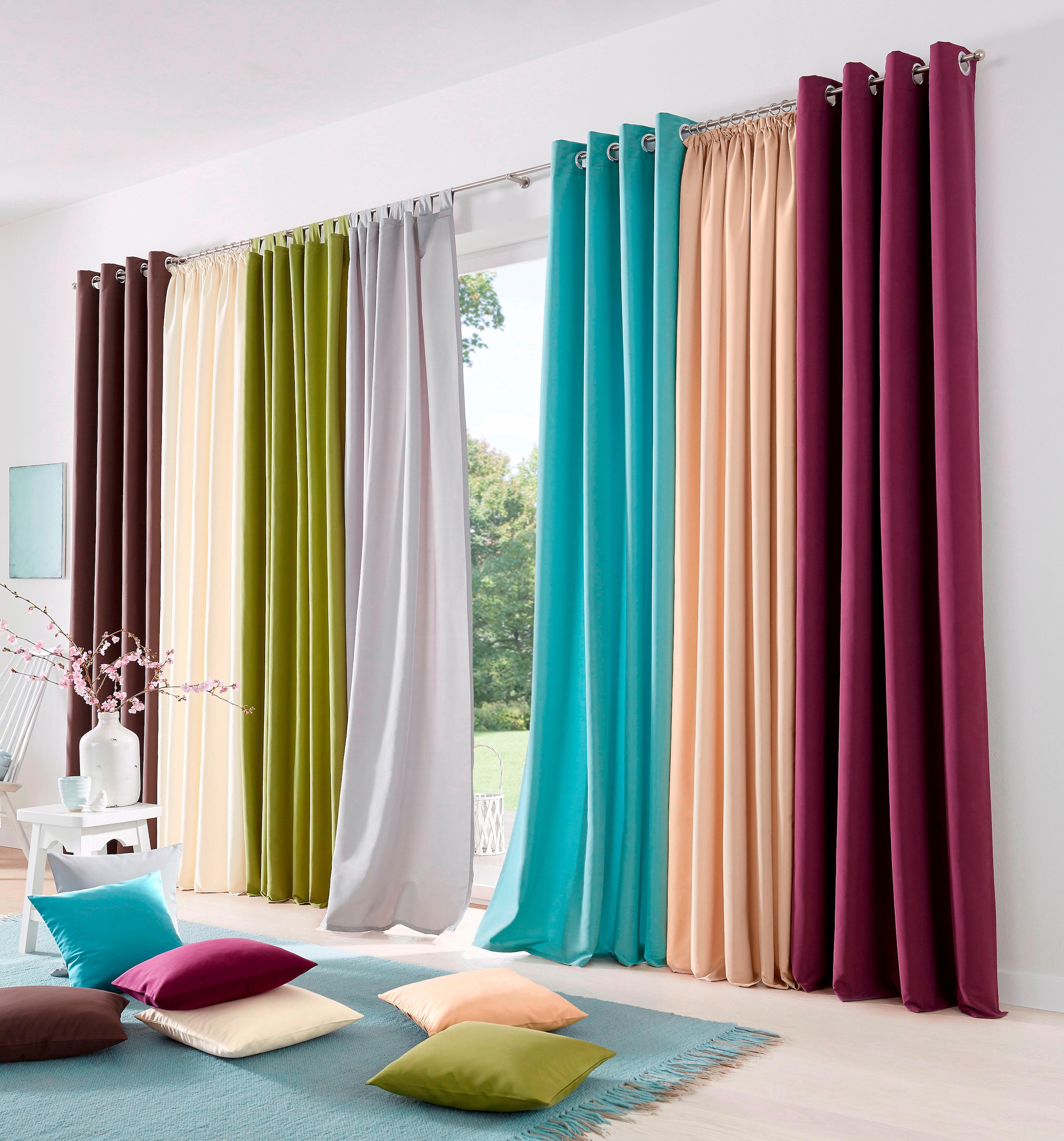 my home Vorhang »Raja«, (2 St.), 2er-Set, glatt, einfarbig, pflegeleichte  Mikrofaser-Qualität online shoppen | Jelmoli-Versand