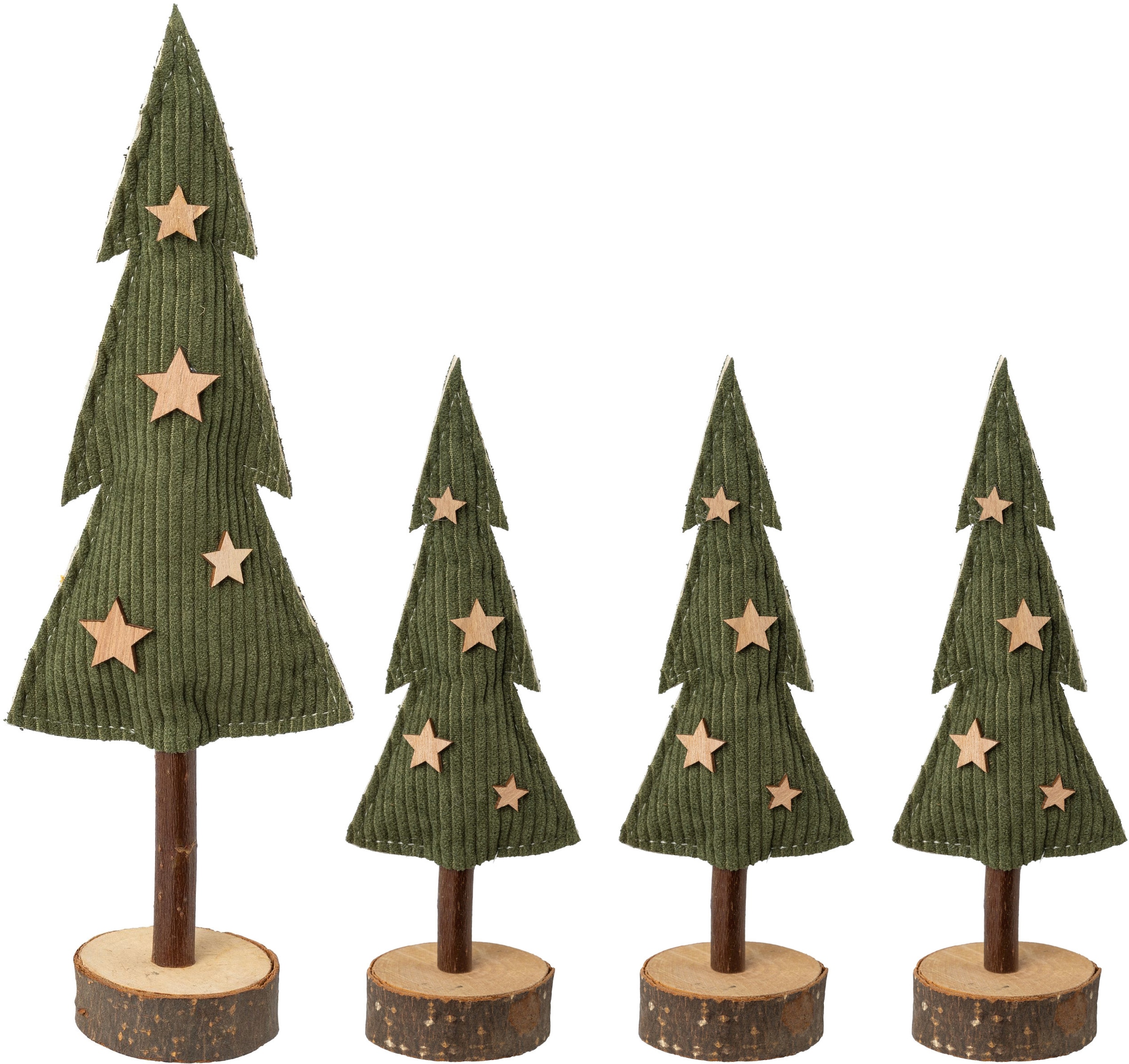 Creativ deco Dekobaum »Weihnachtsdeko«, aus Stoff in 2 Grössen: 3 Stück  20x7x4 cm, 1 Stück 30x9x5 cm online bestellen