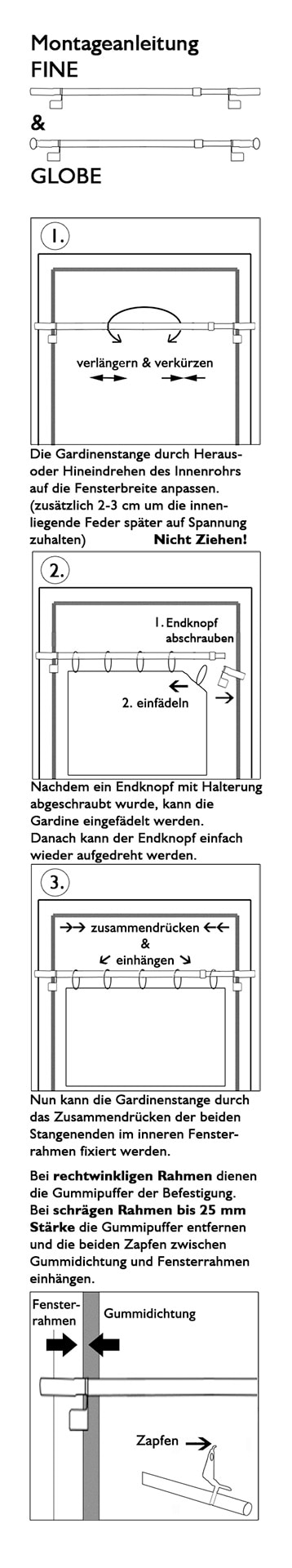 Scheibenstange | bestellen 1 Jelmoli-Versand verstellbare Klemmstange online »Fine«, ausziehbar, läufig-läufig, indeko stufenlos