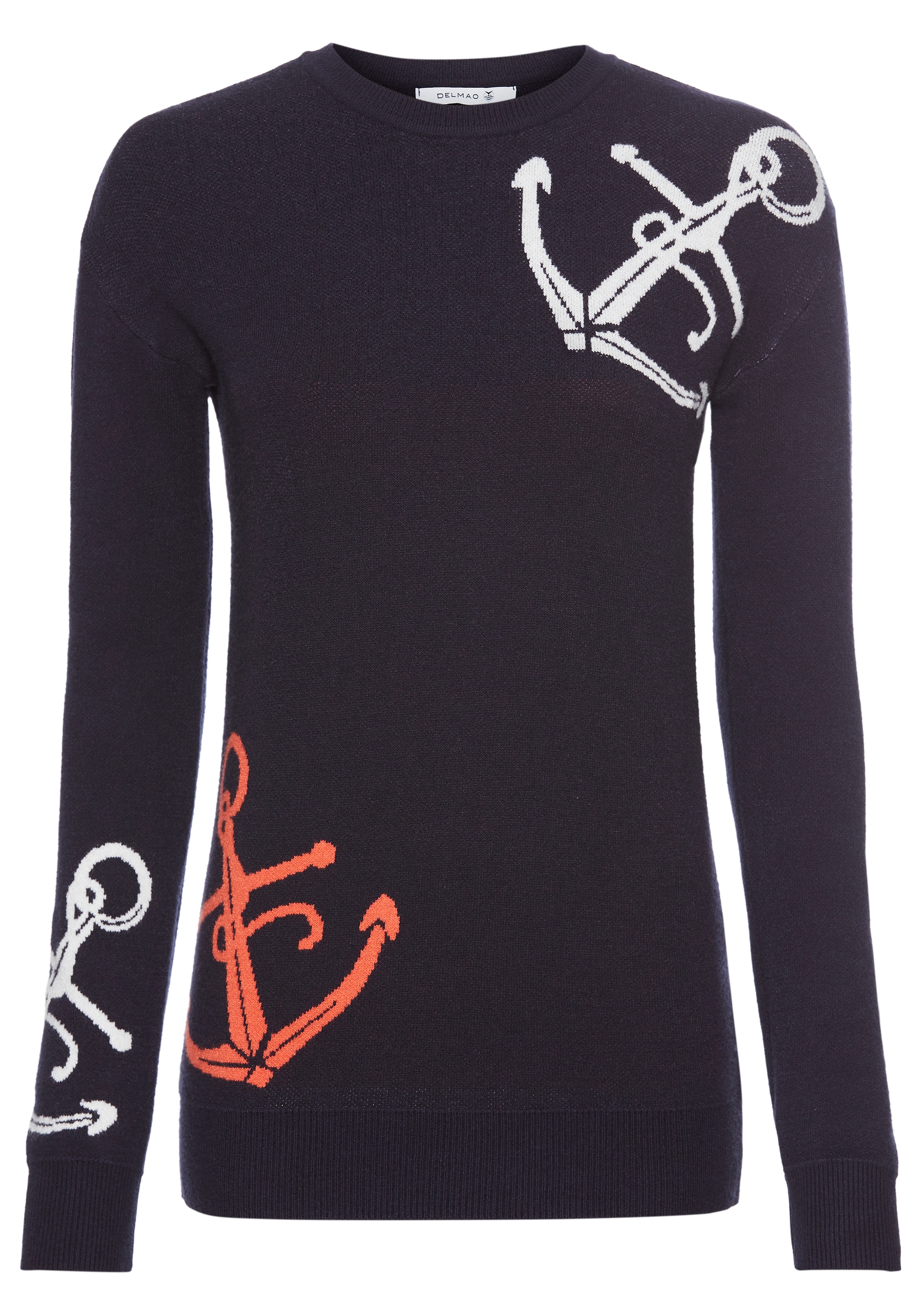 DELMAO Jacquardpullover »Anker«, mit maritimen Motiv