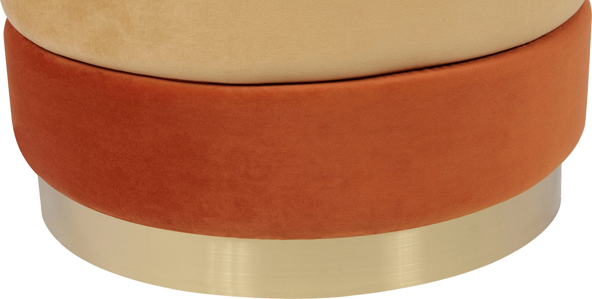 Kayoom Polsterhocker »Hocker Matilda 325, Edler Touch durch goldfarbenenen Sockel«, (1 St.), Samtbezug, farbig geschichtete Polsterung, goldfarbenener Sockel