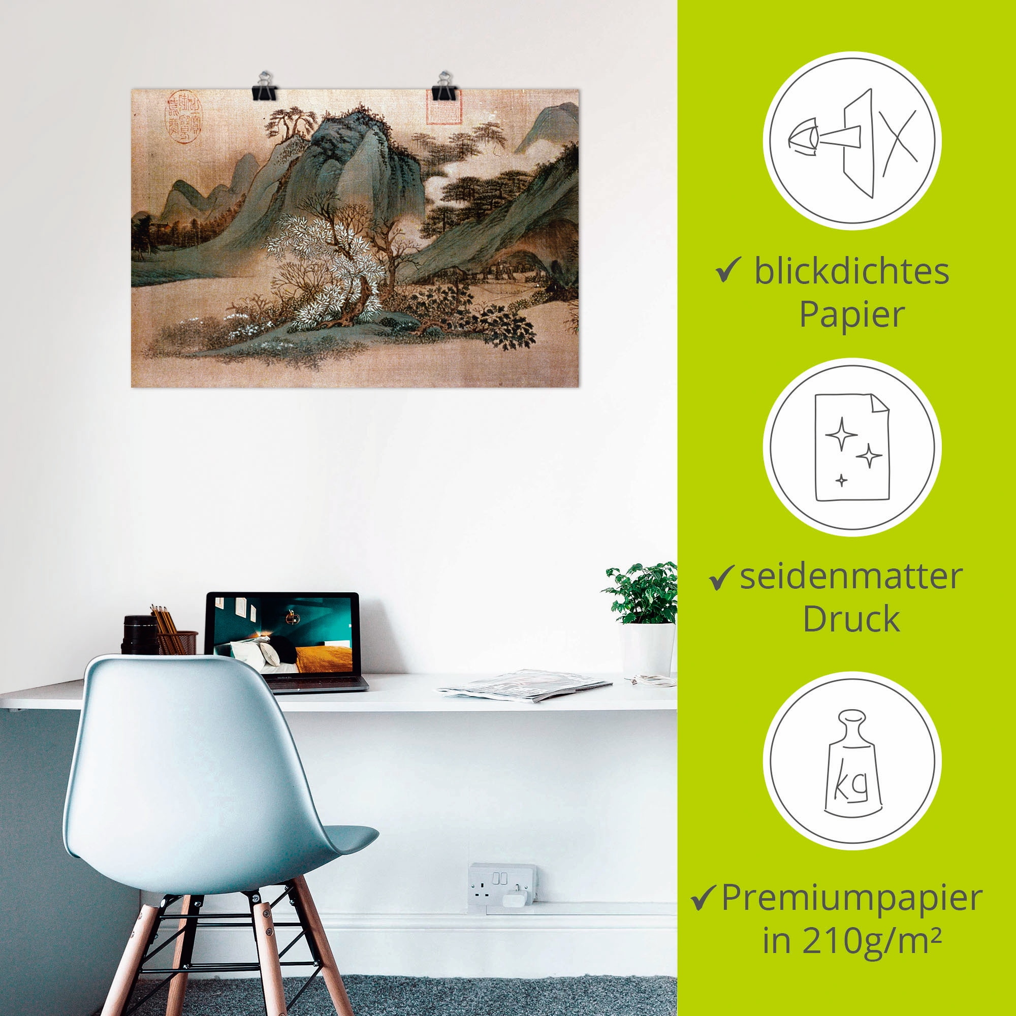 Artland Wandbild »Weisse Wolken und grüne Berge«, Asien, (1 St.), als Leinwandbild, Poster in verschied. Grössen