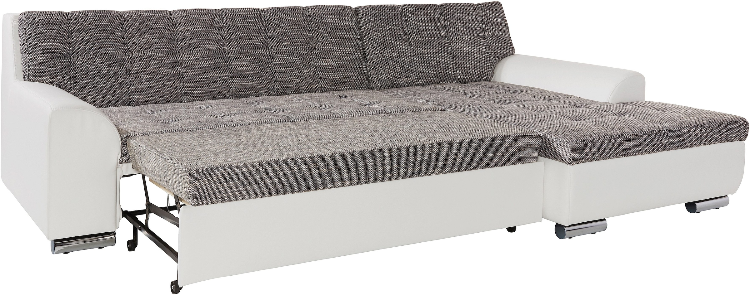 DOMO collection Ecksofa »Treviso viele Bezüge, auch in Cord, L-Form, B/T/H: 267/80/83 cm«, wahlweise mit Bettfunktion, incl. Zierkissen, hochwertige Steppung