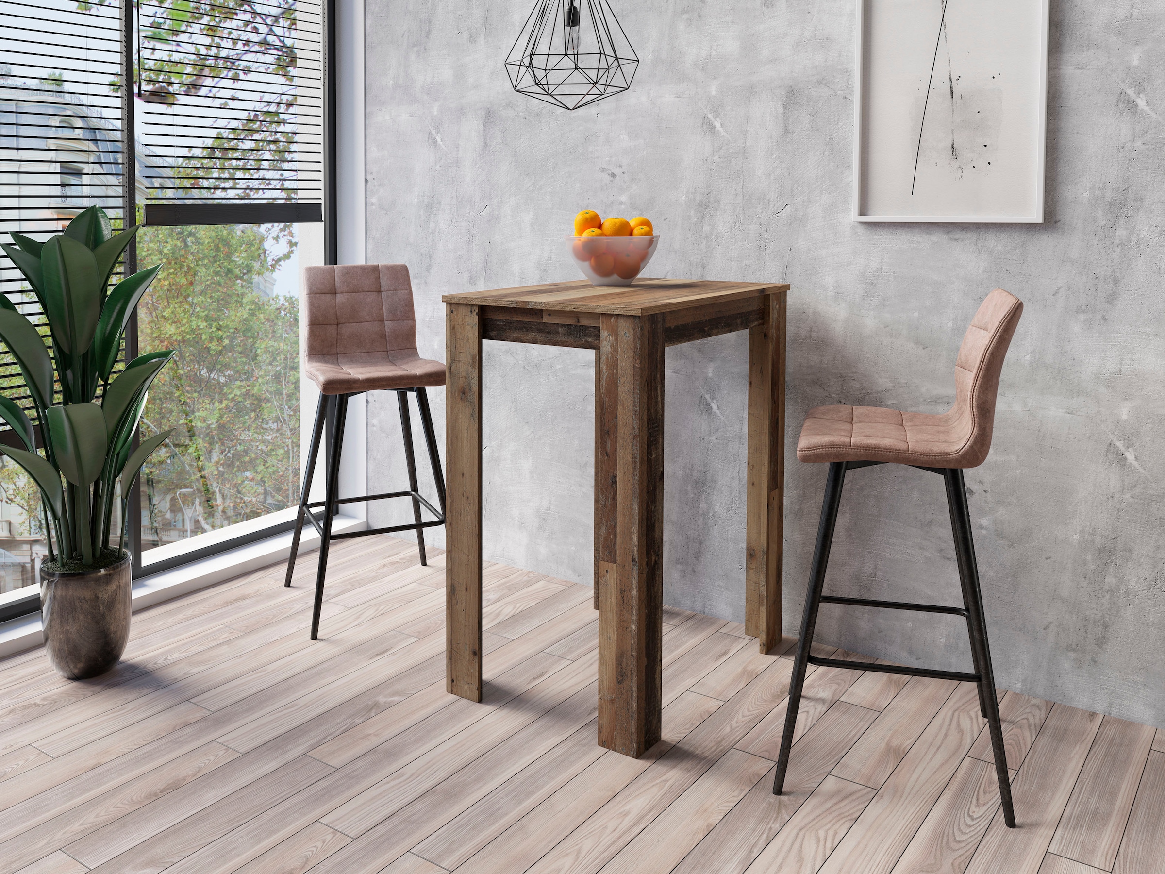 Homexperts Barhocker »Sarah«, (Set, 2er),Bezug in Microfaser Vintage oder Webstoff, mit Fussreling