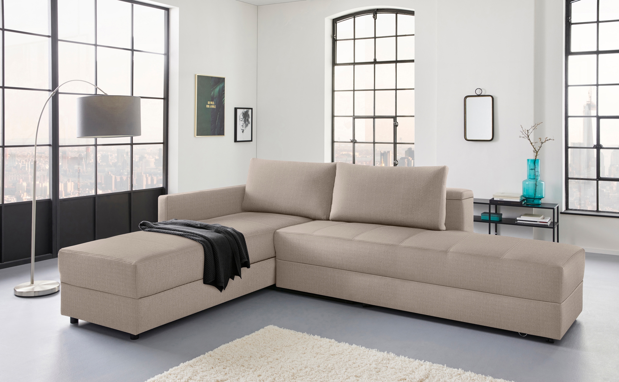 LOOKS by Wolfgang Joop Ecksofa »LooksIII L-Form«, durch Drehfunktion zum Bett wandelbar, inklusive Staufach