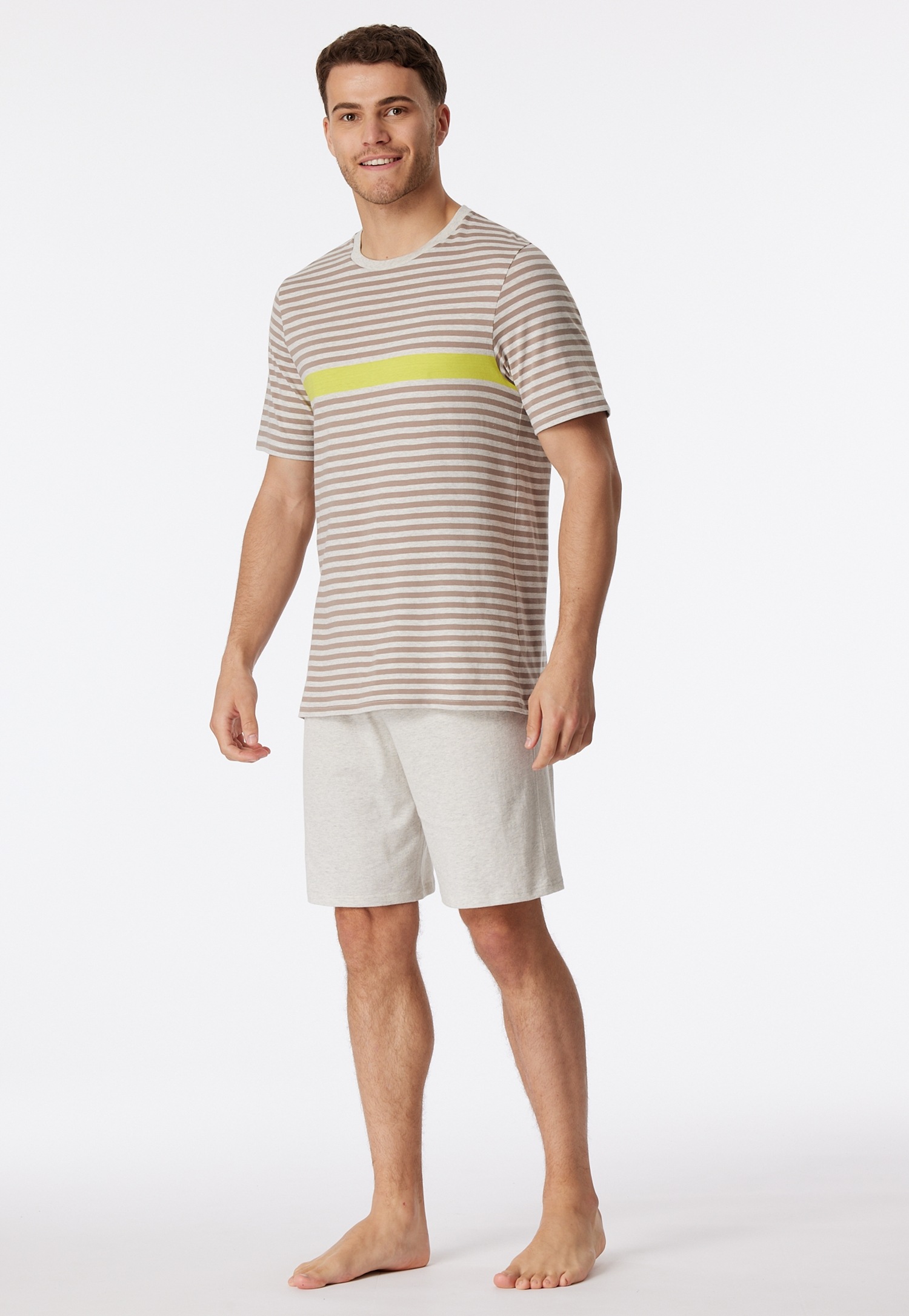 Schiesser Shorty »"Casual Nightwear"«, (2 tlg.), mit farbigem Kontraststreifen und geripptem Rundhalsausschnitt