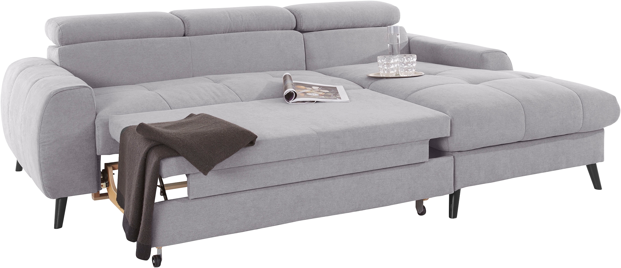 COTTA Ecksofa »Mia L-Form«, 3-tlg.-Kissen-Set, Recamiere, wahlweise mit oder ohne RGB-Beleuchtung